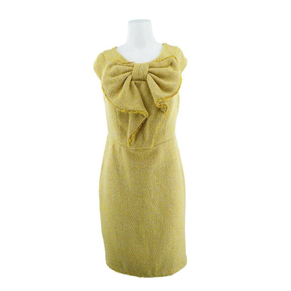 Designer Eva Franco Yellow Wool Dress Size 8 Size M / US 6-8 / IT 42-44 - 1 Thumbnail