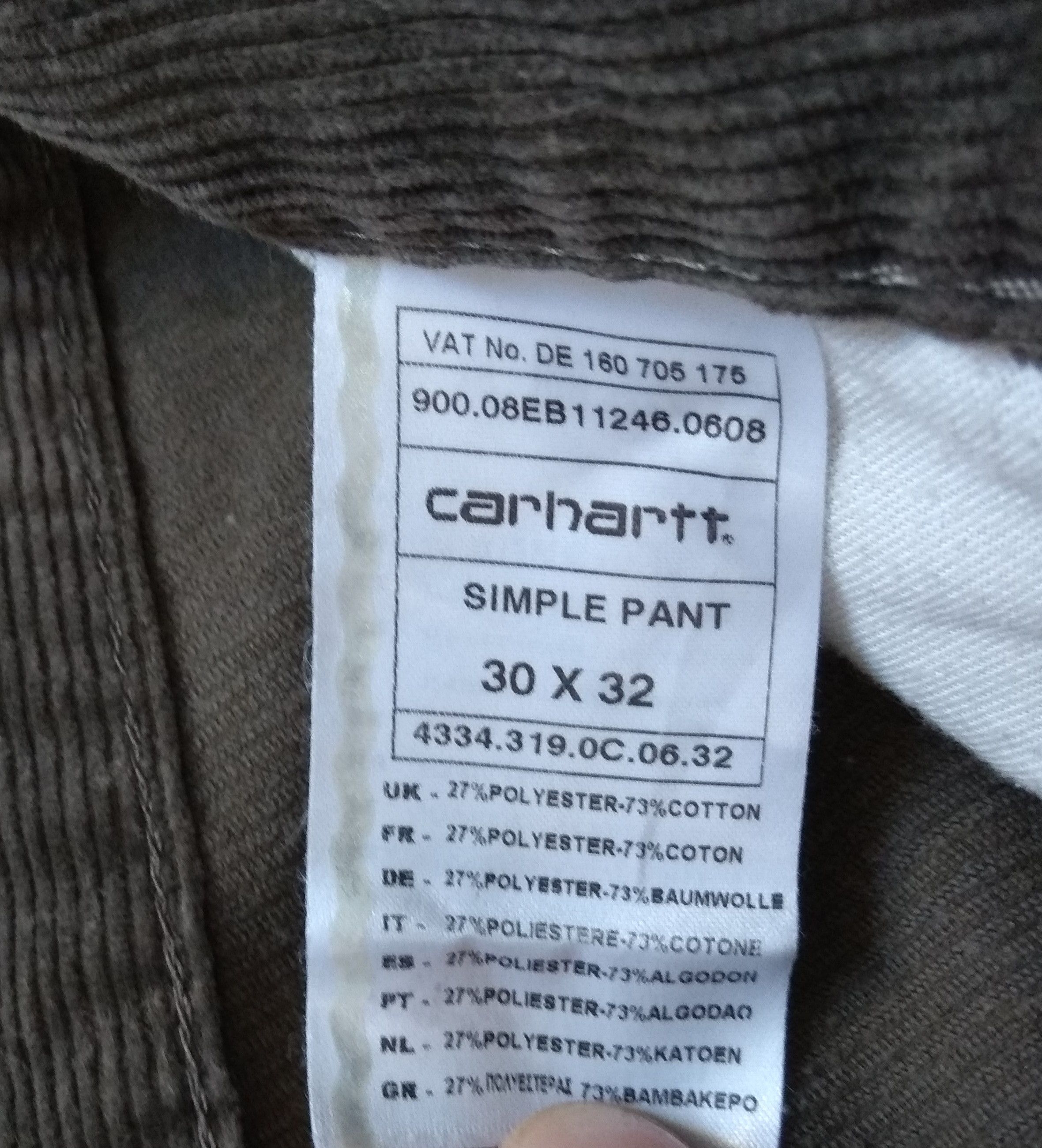 Carhartt Carhartt Corduroy Simple Pant Trousers sz W30 L32 Size US 30 / EU 46 - 8 Thumbnail