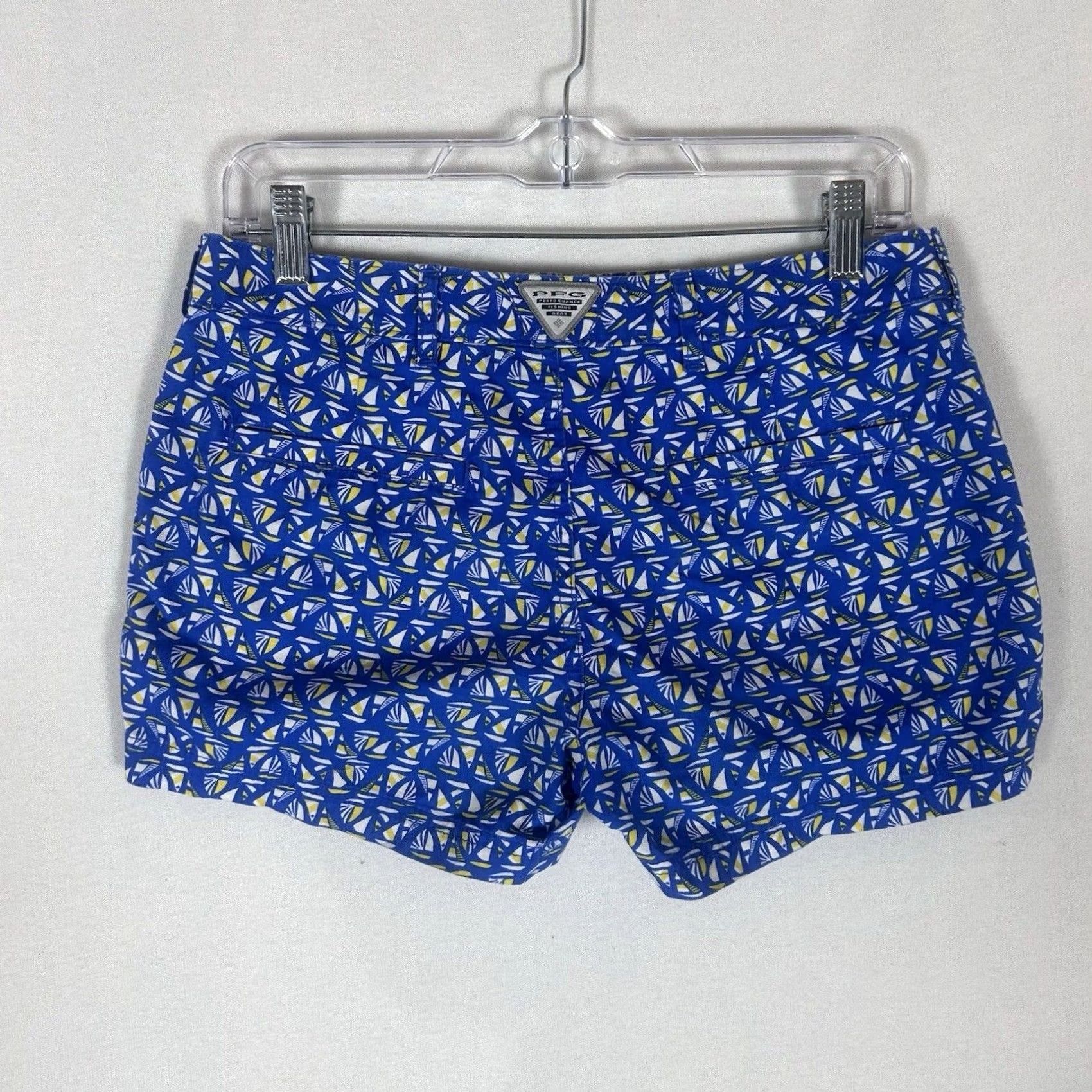Vintage Columbia Bermuda Shorts Womens 4 Blue Abstract 3" Casual Hiking Pants with Pockets Size 27" / US 4 / IT 40 - 7 Thumbnail