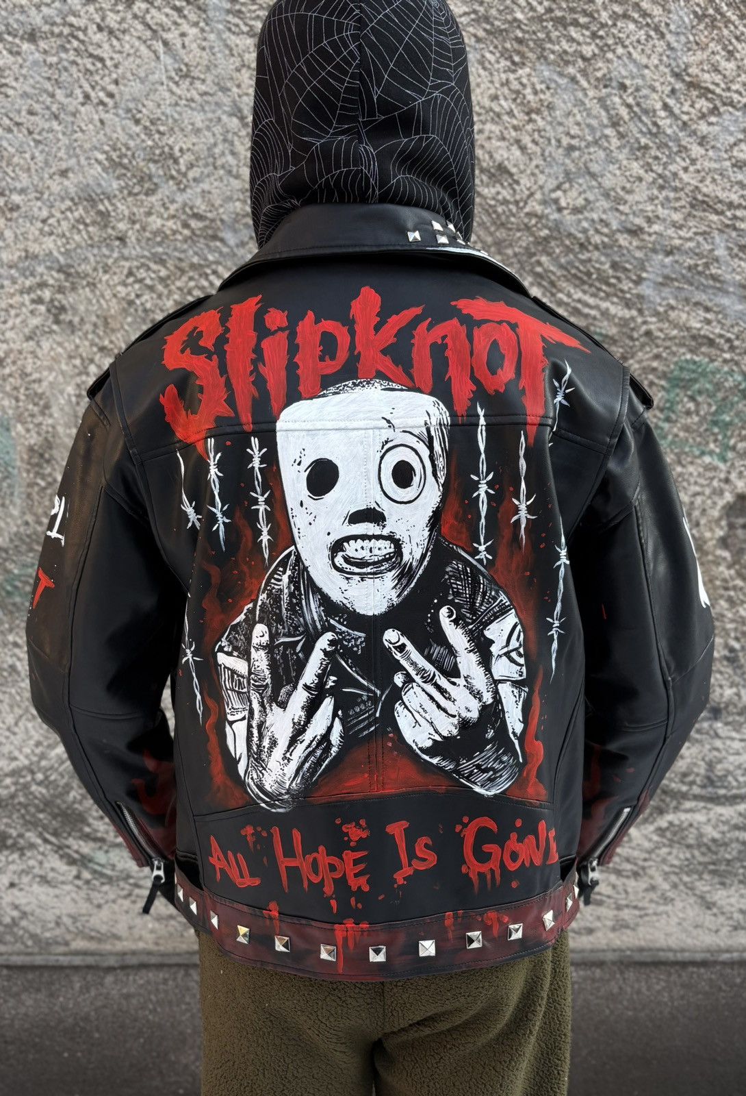 Vintage Custom 1/1 Hand-Painted Slipknot Jacket | Nu-Metal Art Size US L / EU 52-54 / 3 - 1 Thumbnail