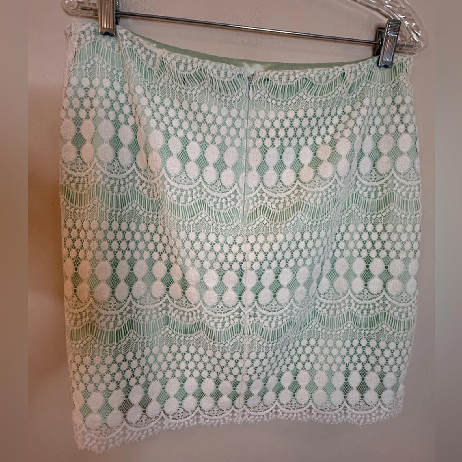 Other Gianni Bini mint green & white lace overlay mini skirt SZ 10 Size 32" / US 10 / IT 46 - 2 Thumbnail