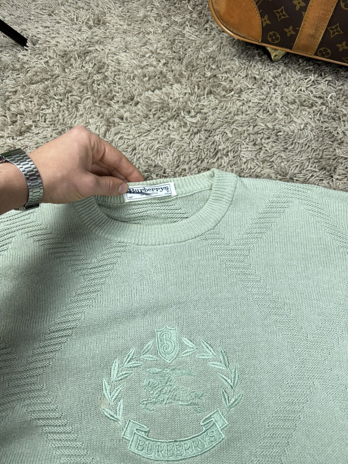 Burberry × Vintage Vintage rare sweater Burberry central logo original item Size US XL / EU 56 / 4 - 3 Thumbnail