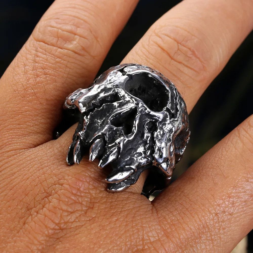 Jewelry Skull Halloween Horror Ghost Head Ring Size ONE SIZE - 4 Thumbnail