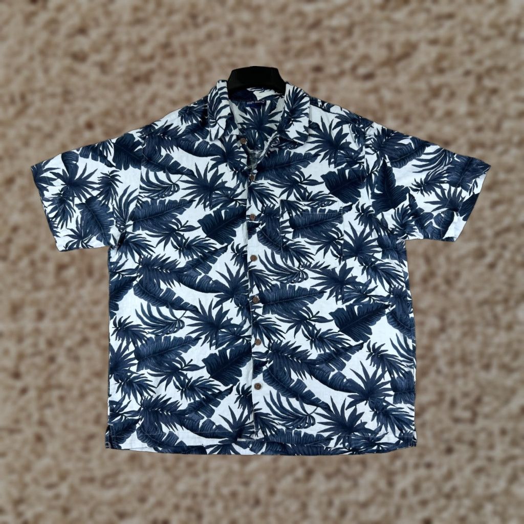 High Sierra High Sierra Shirt Mens Large Blue Floral Hibiscus Palm Button Up Linen Blend Size US L / EU 52-54 / 3 - 1 Thumbnail