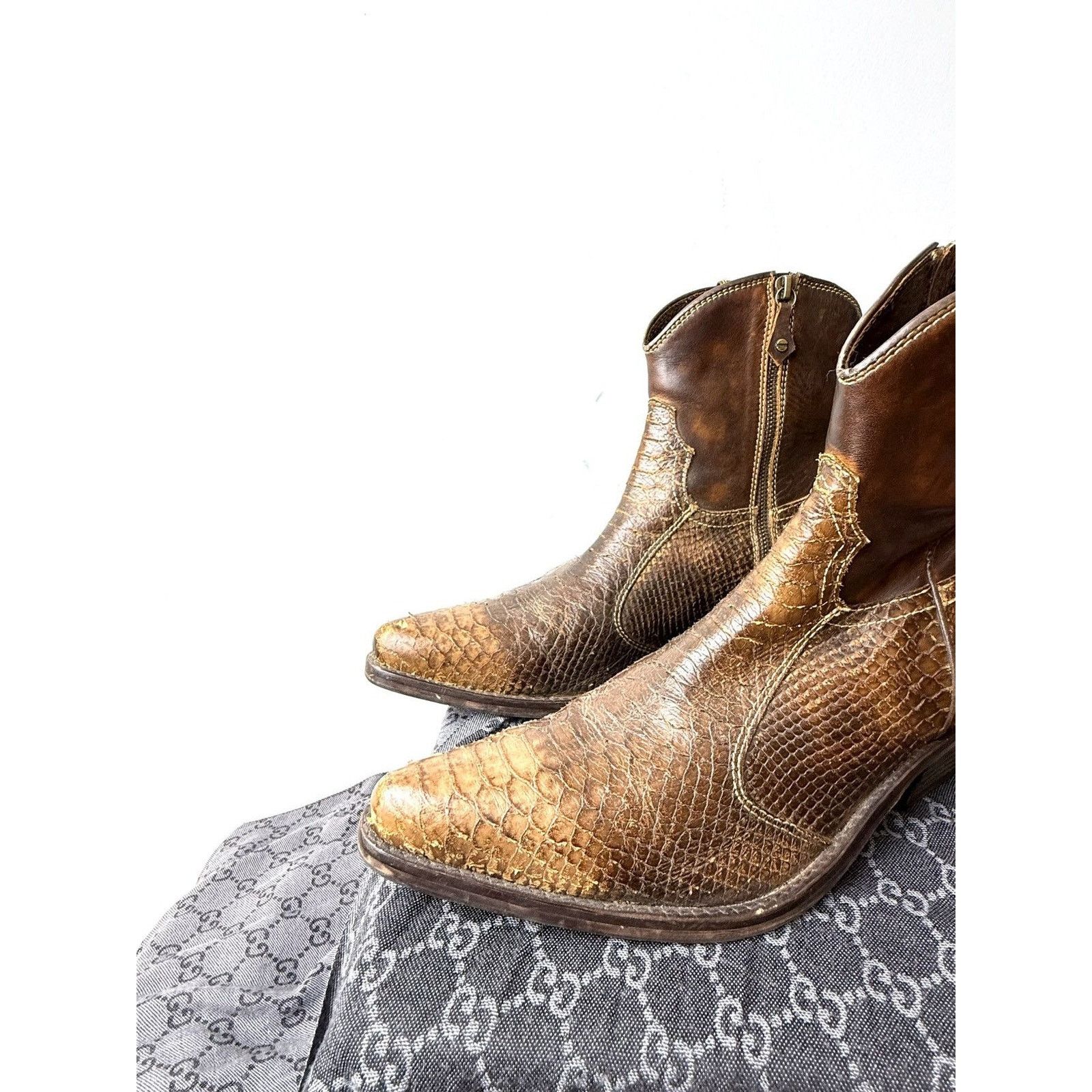 Cowboy Equipment 💥Rare! Vintage Kentucky Western Snake Leather Cowboy Boots Size US 10.5 / EU 43-44 - 2 Thumbnail