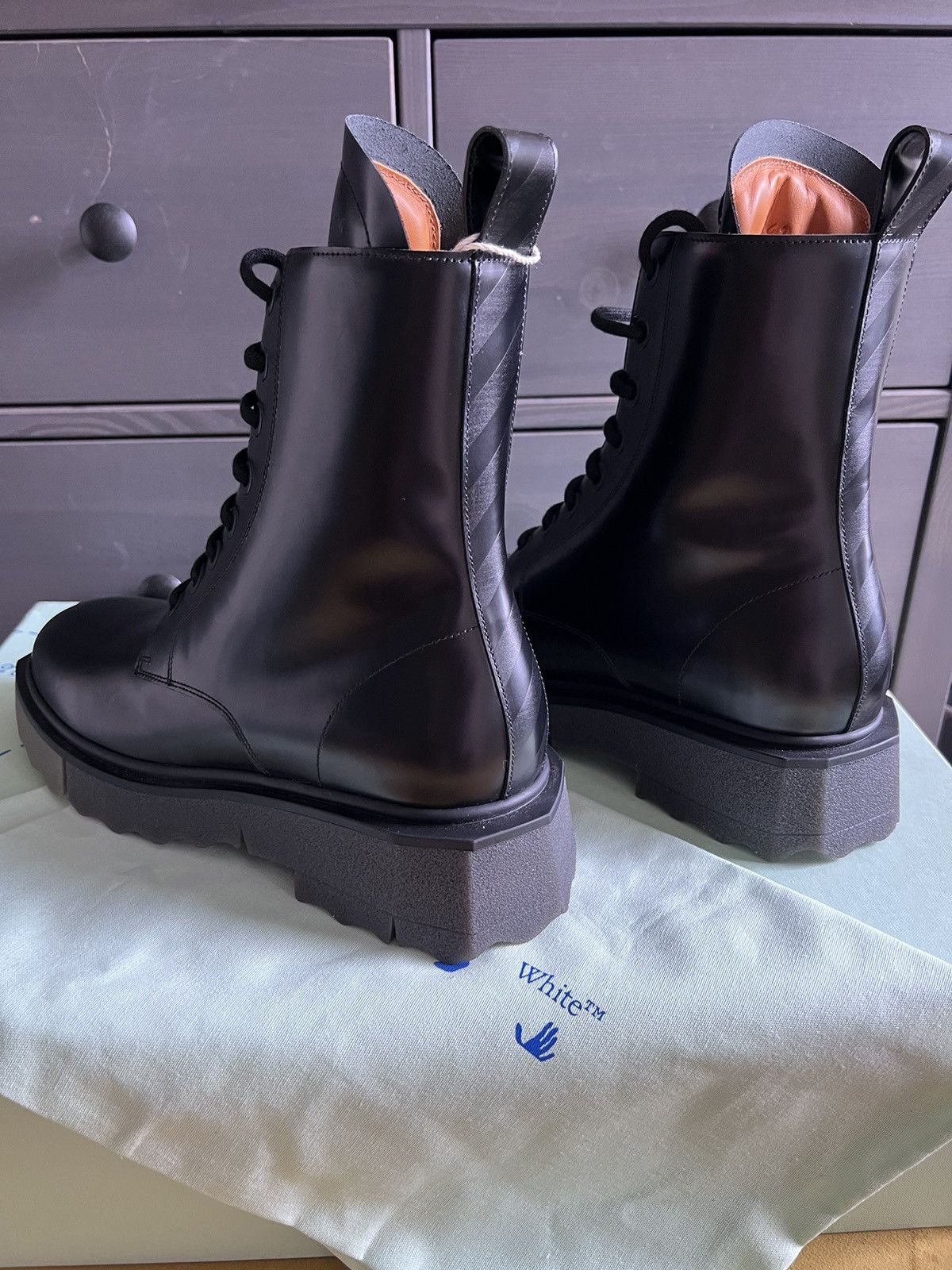 Off-White NIB $1.1K Sponge-Sole Army/Combat Boots, Italy SEND OFFERS Size US 9 / EU 42 - 11 Thumbnail
