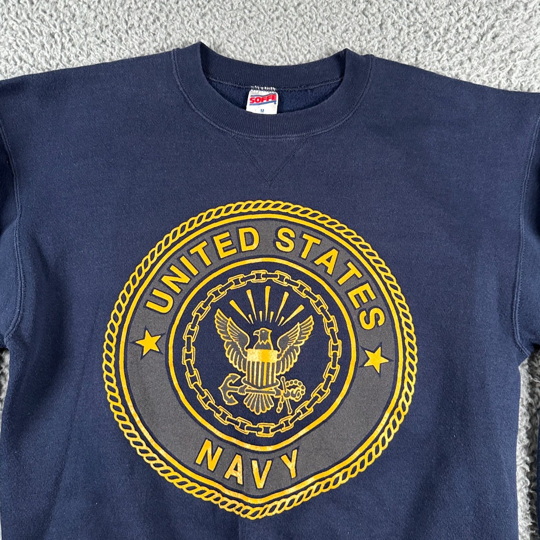 Soffe VINTAGE Soffe Sweatshirt Navy US Navy Size Medium Regular Crew Neck Men Navy 90s USA University Nautical Sports Pullover Size US M / EU 48-50 / 2 - 2 Thumbnail