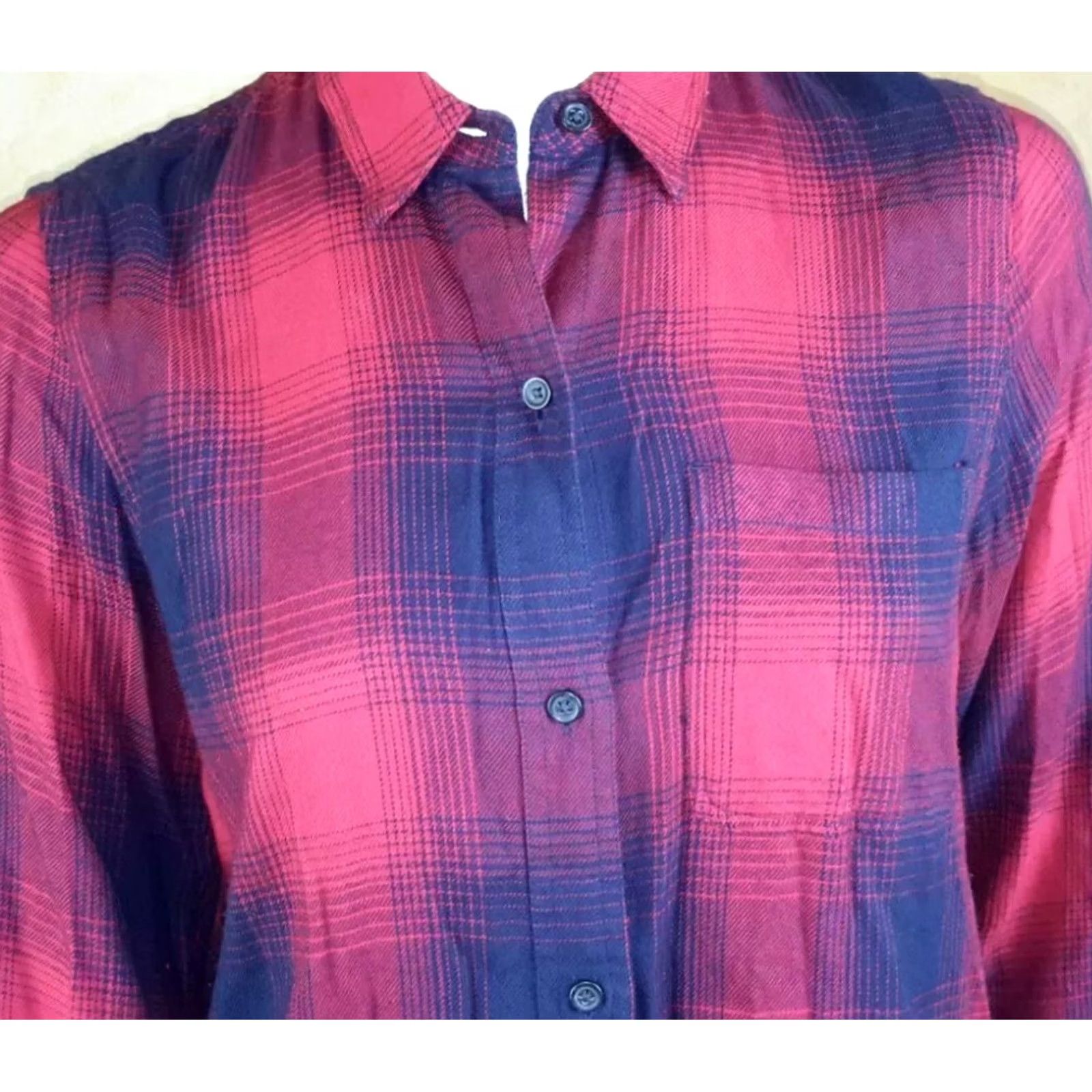 Madewell Madewell Blouse Shirt Womens Medium Red Blue Plaid Flannel Long Sleeve Button Front Columbia? Size M / US 6-8 / IT 42-44 - 2 Thumbnail