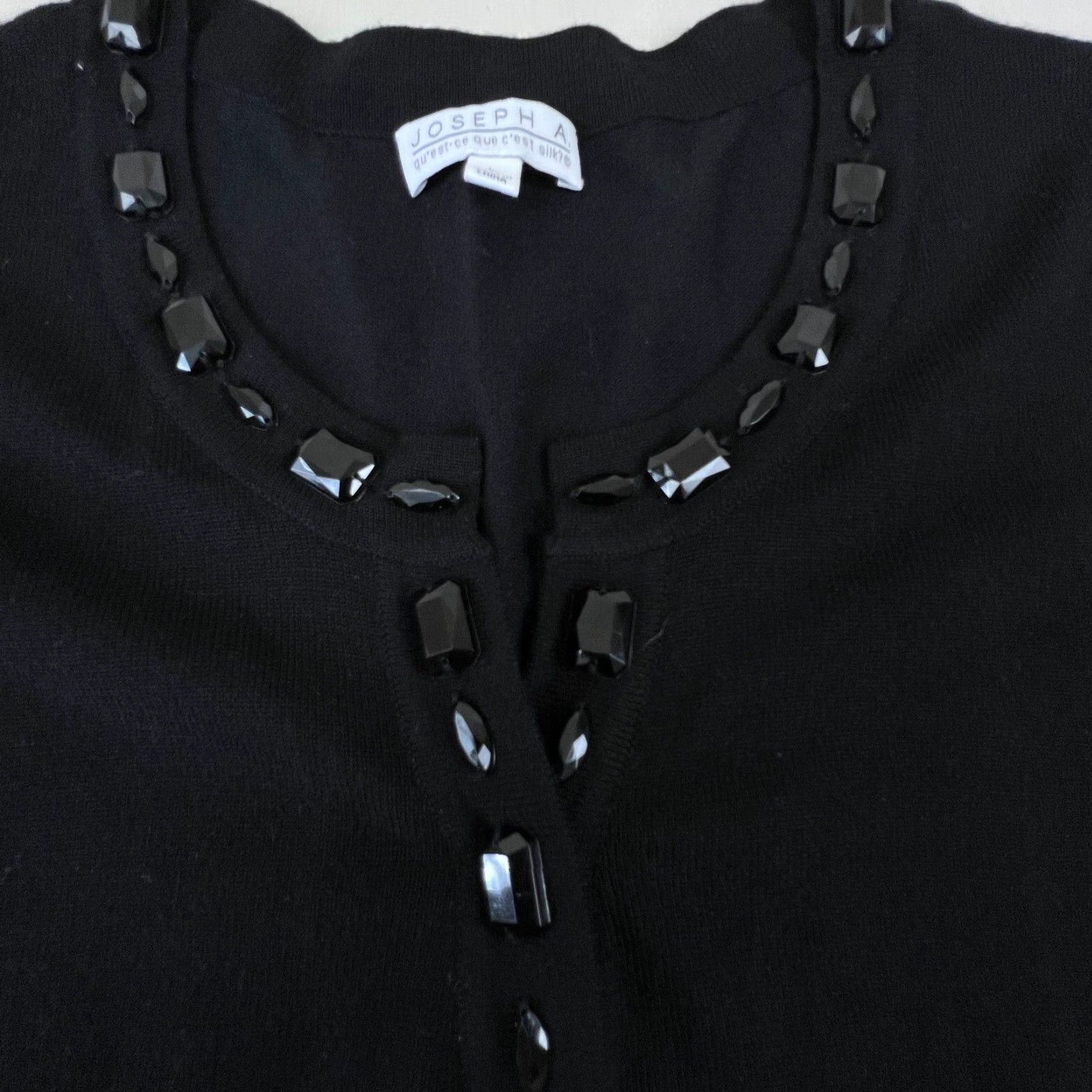 Joseph Joseph A Womens Black Tunic Sweater Large Beaded Neckline 3/4 Sleeves Casual Size L / US 10 / IT 46 - 4 Thumbnail