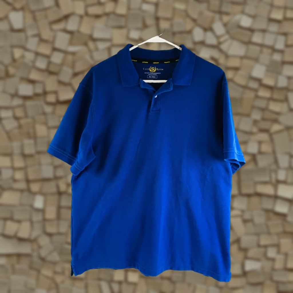 Club Room Club Room Polo Shirt Men's XL Tall Solid Blue Short Sleeve Estate Performance Shirt Size US XL / EU 56 / 4 - 1 Thumbnail