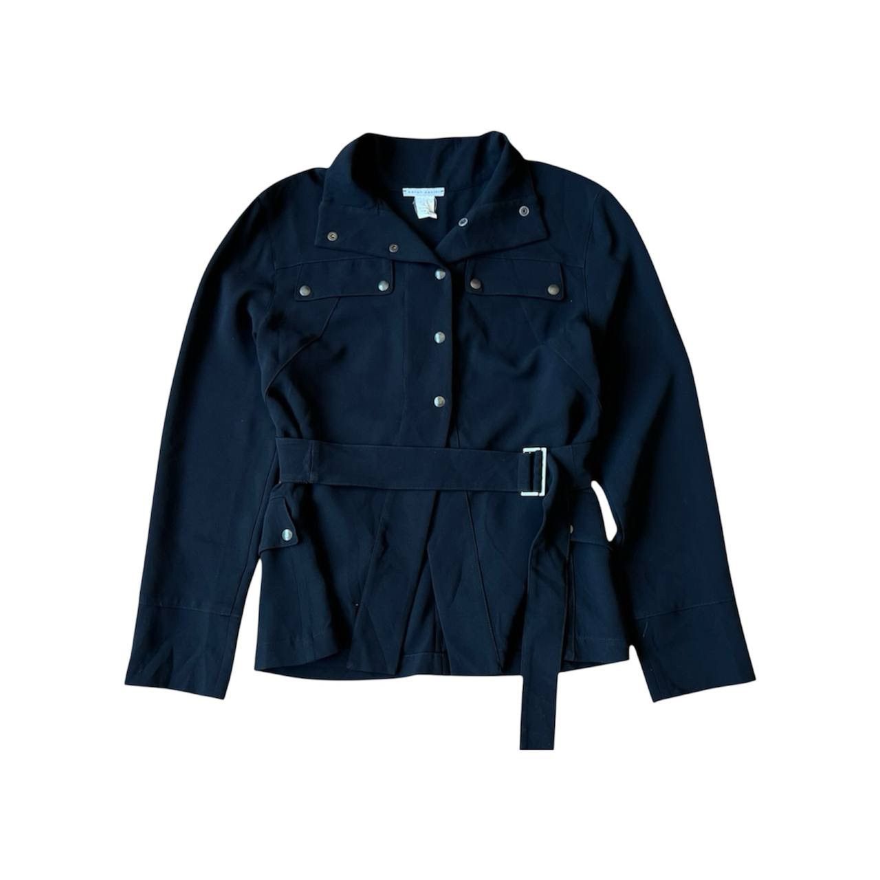 Sarah Pacini SARAH PACINI BLACK WOMAN SOLID BUTTON BLAZER BELTED JACKET L Size L / US 10 / IT 46 - 1 Thumbnail