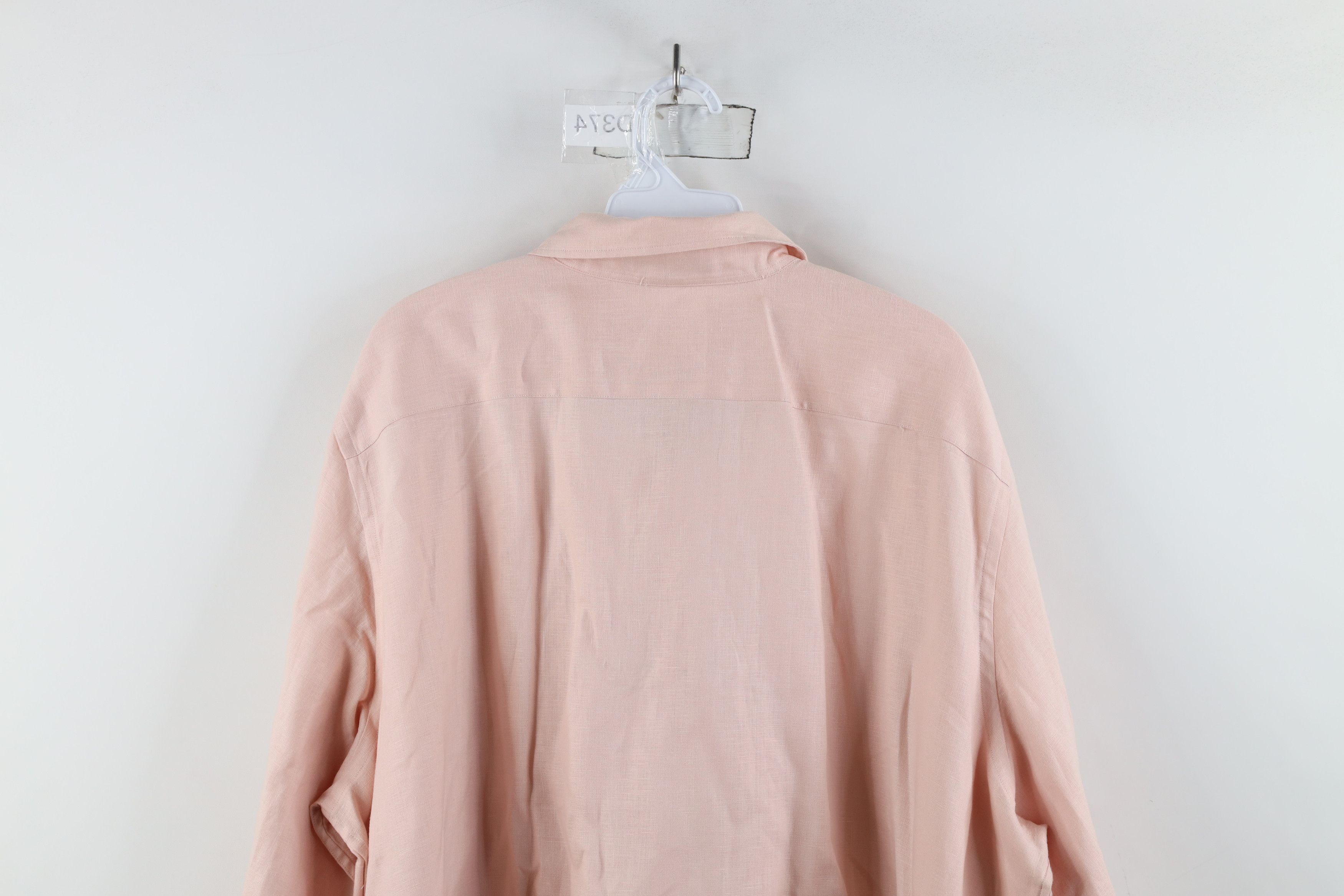 Ralph Lauren × Vintage Vintage 90s Ralph Lauren Linen Collared Button Shirt Pink Size 3XL / US 20-22 - 12 Thumbnail