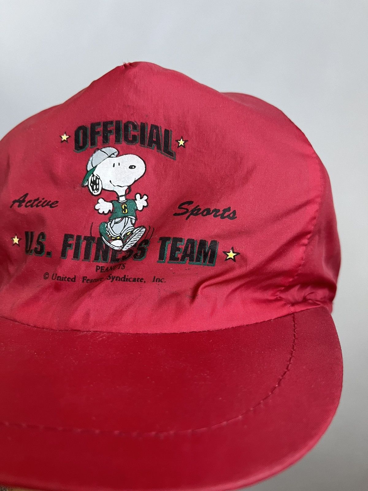 Peanuts Vintage Official US Fitness Team Peanuts Red Nylon Cap Size ONE SIZE - 4 Thumbnail