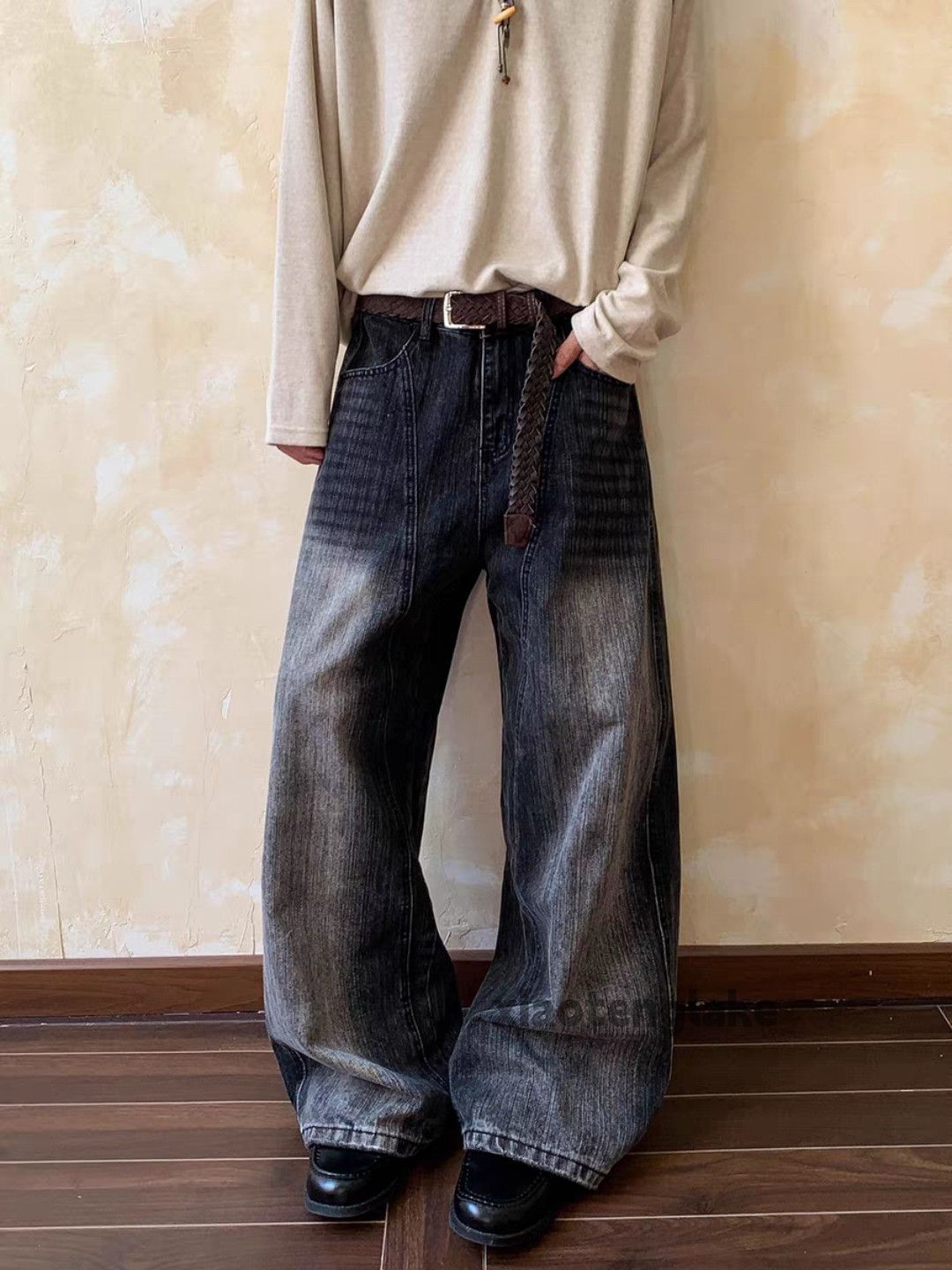 Jean Custom washed faded flared hiphop yuppie baggy jeans Size US 32 / EU 48 - 6 Thumbnail