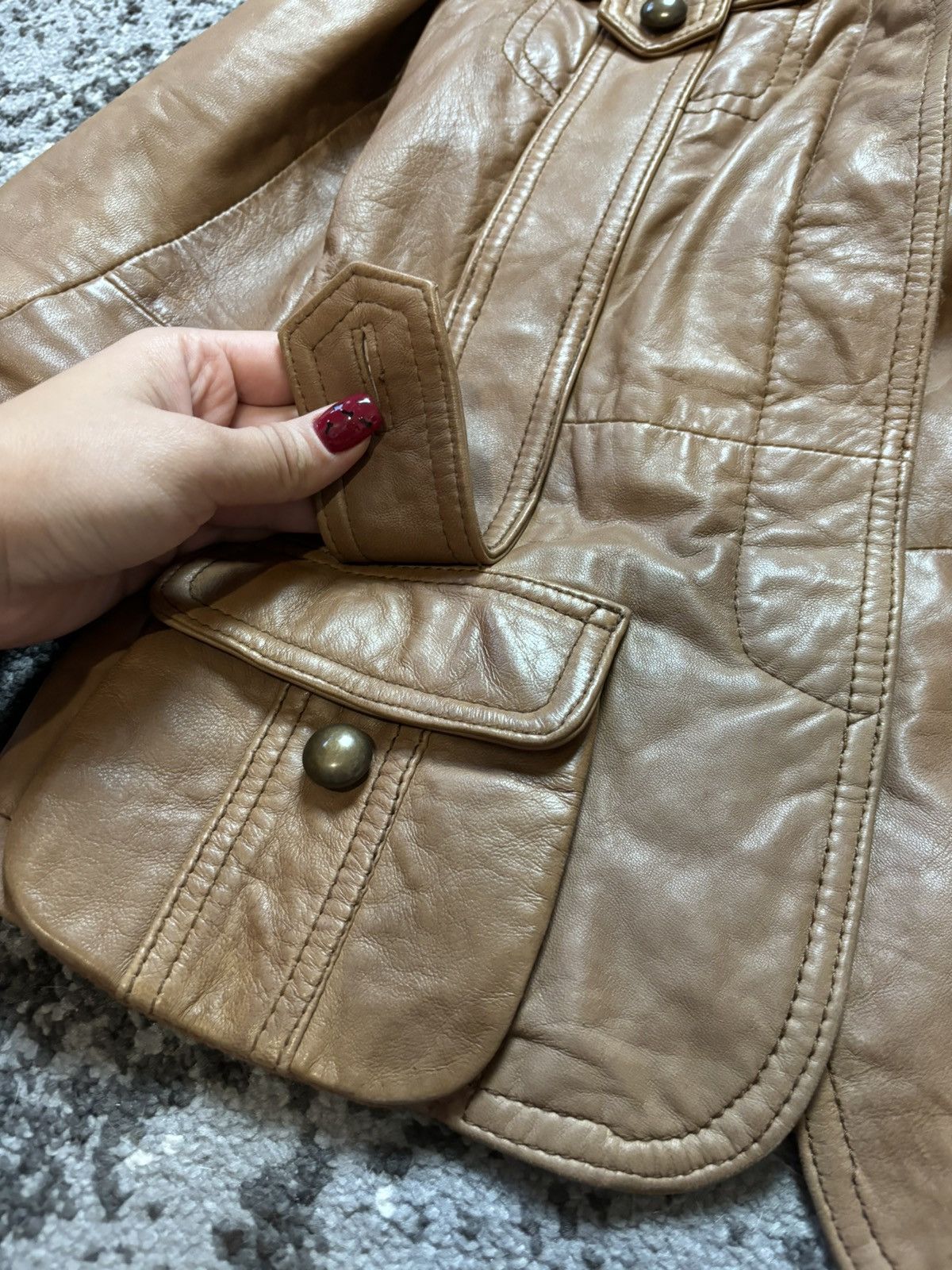 Vintage Vintage real leather caramel jacket Size XL / US 12-14 / IT 48-50 - 4 Thumbnail