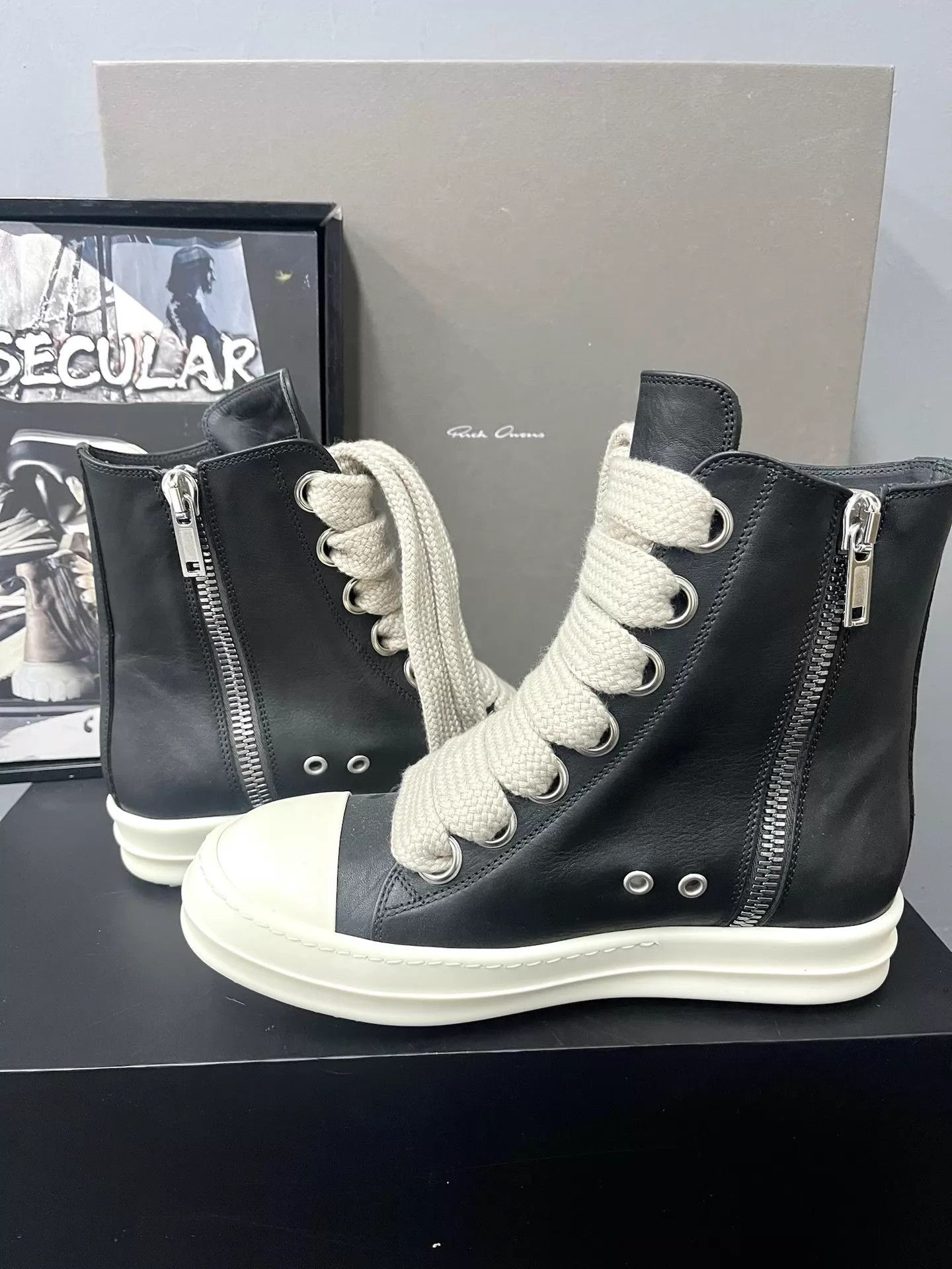 Rick Owens Rick Owens 24FW Mainline Jumbo-Lace High-Top Sneakers K34 Size US 7 / EU 40 - 3 Thumbnail
