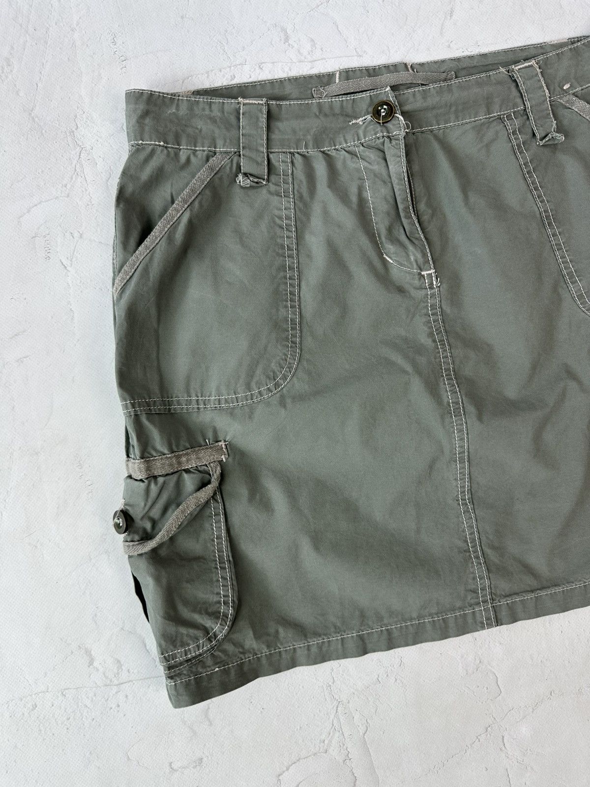 If Six Was Nine Vintage Khaki Cargo Mini Skirt Size 34" / US 12 / IT 48 - 2 Thumbnail