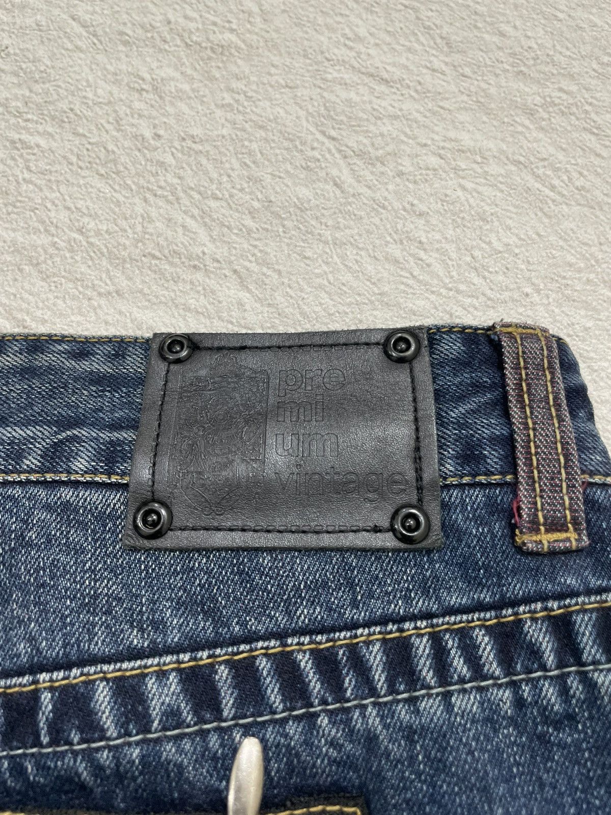 Japanese Brand 2000s Semantic Flare Raw Denim Ripped Baggy Jeans Y2K Size US 36 / EU 52 - 11 Thumbnail