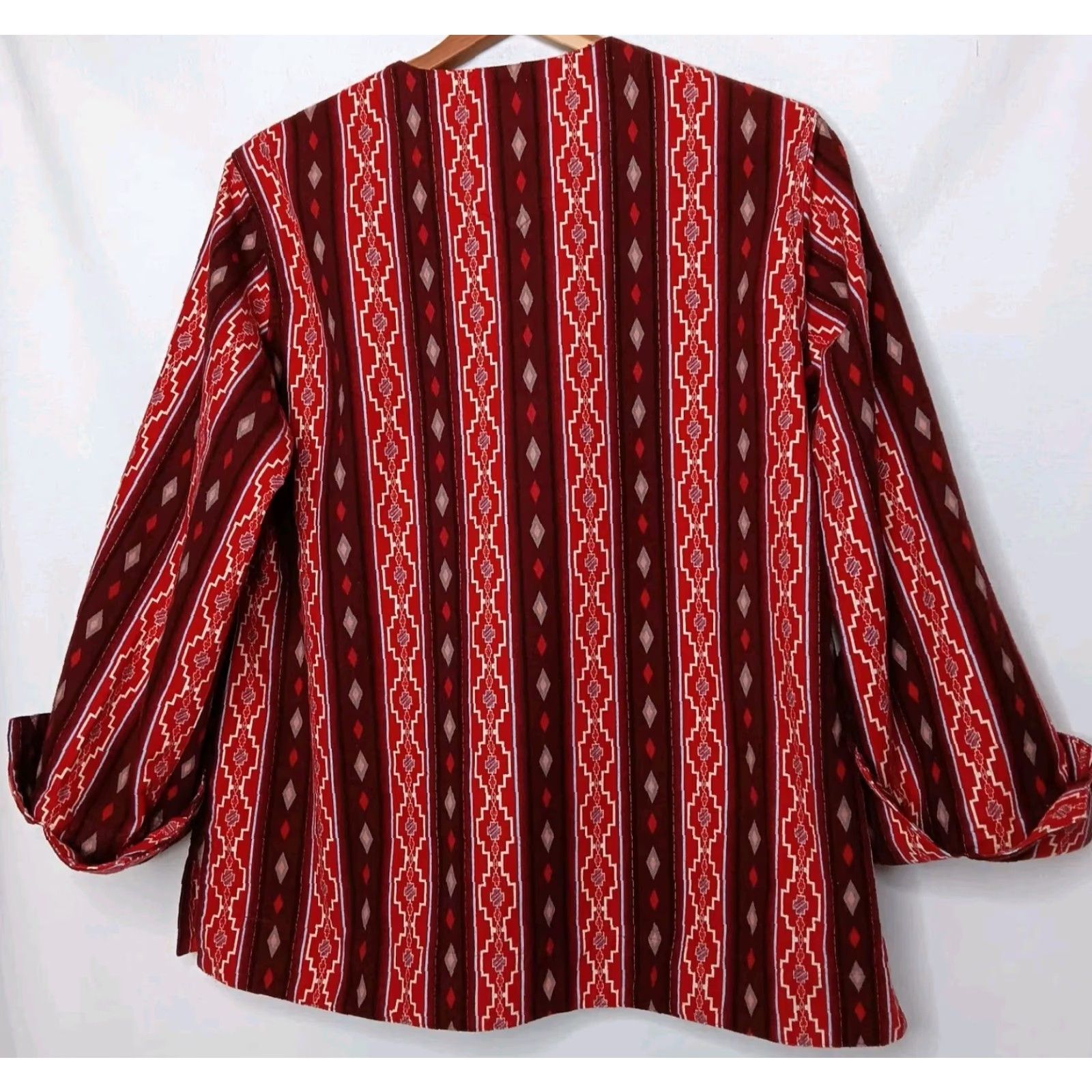 Vintage VINTAGE Cabela's Womens M Flannel Shirt Red Southwest Aztec Lace Up Long Sleeve Mens? Womens? Size M / US 6-8 / IT 42-44 - 2 Thumbnail