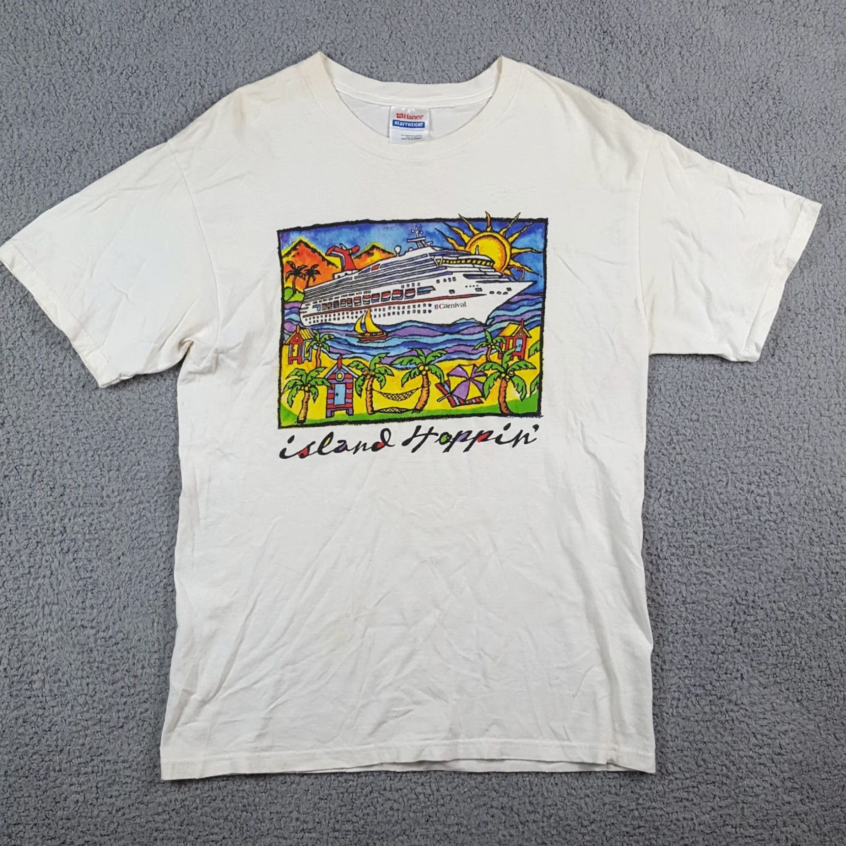 Hanes VINTAGE Hanes Men's T-Shirt Small Summer Beach 90s Retro Tropicana Island Cruise Boat Ship White Size US S / EU 44-46 / 1 - 2 Thumbnail