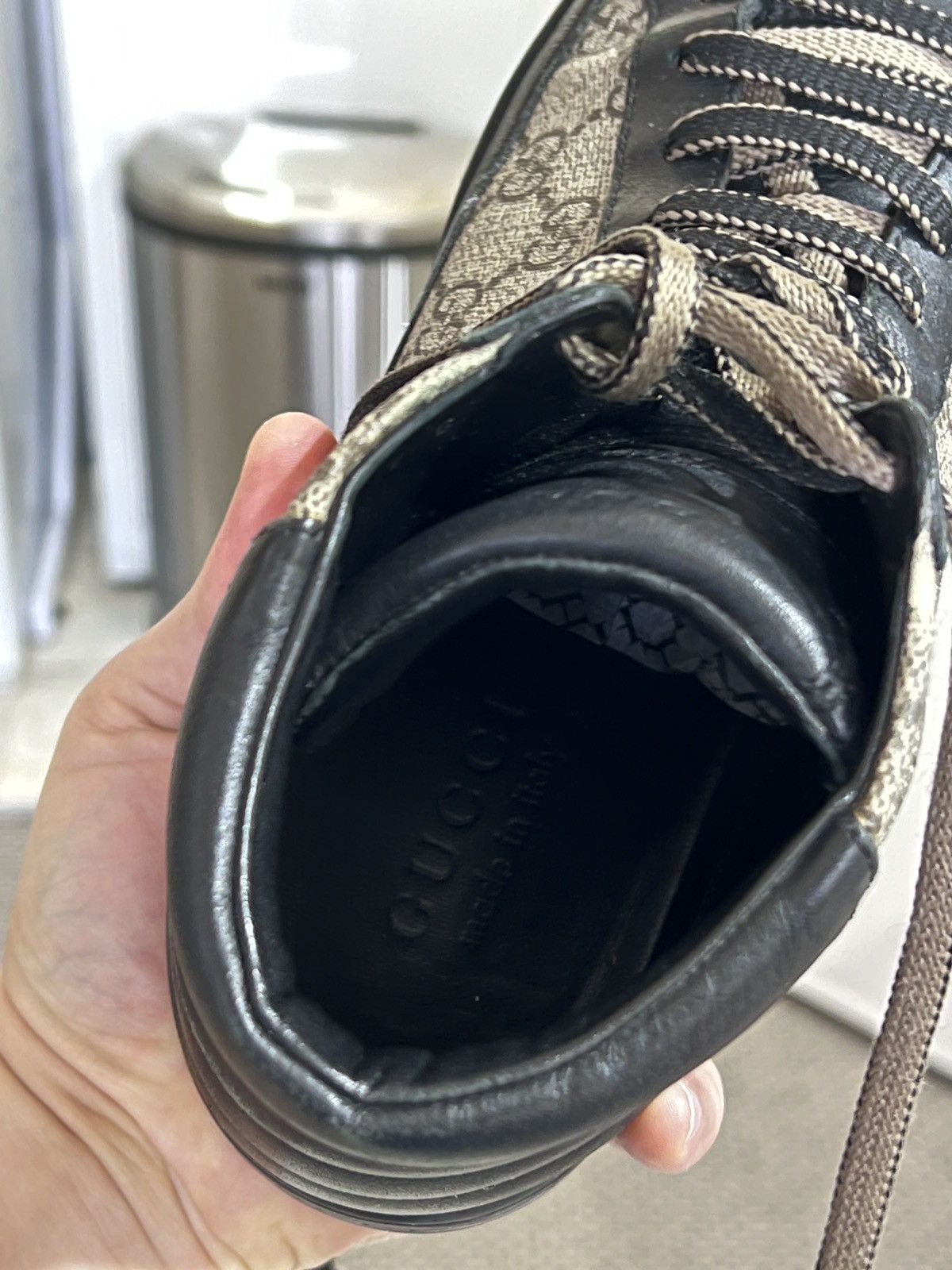 Gucci GG Supreme High Top ‘Black Tan Brown’ Sneakers Boots 386740 Size US 7.5 / EU 40-41 - 10 Thumbnail