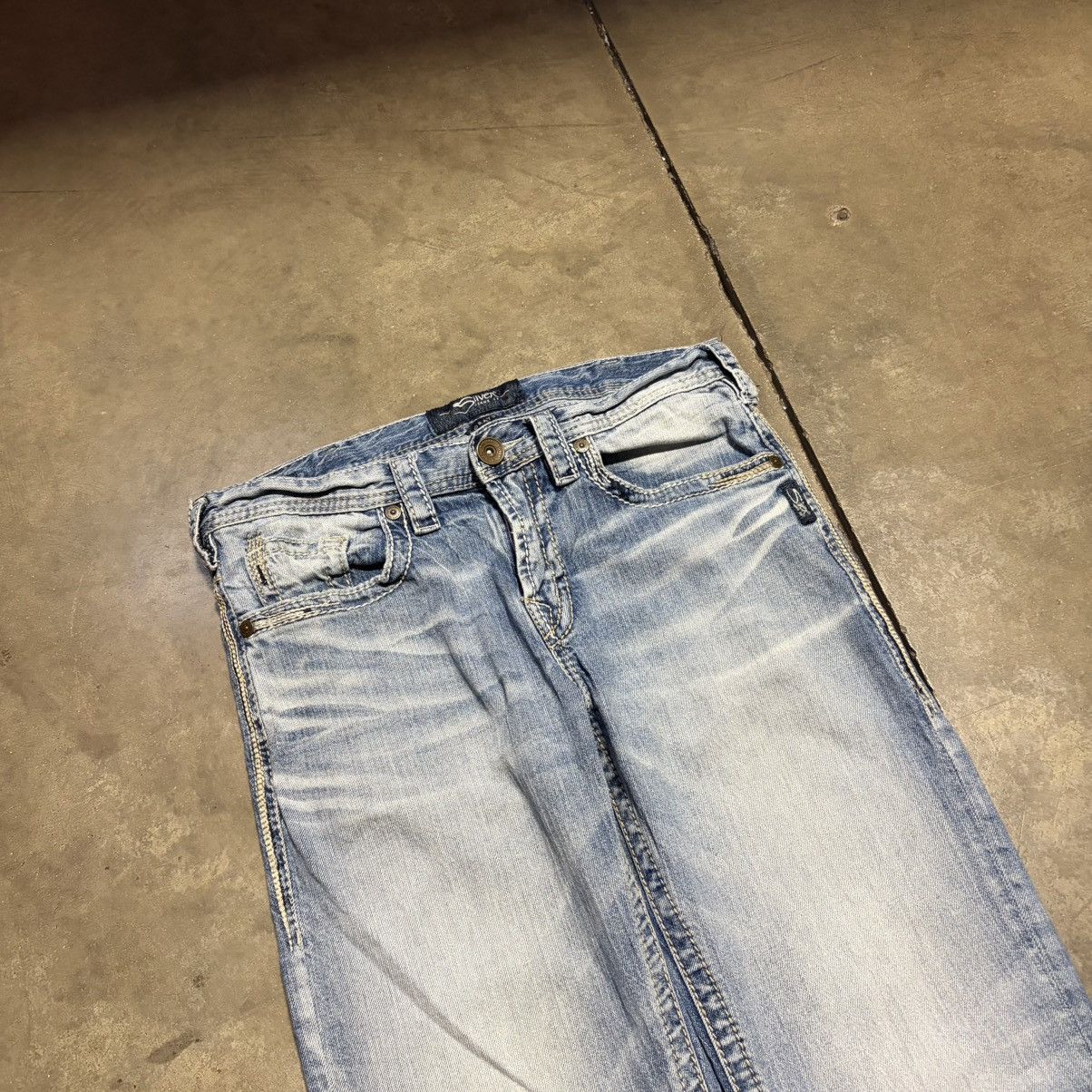 Silver Jeans Co. Vintage Silver Jeans Low Rise Boot Cut Denim Distressed Y2K Size US 32 / EU 48 - 7 Thumbnail