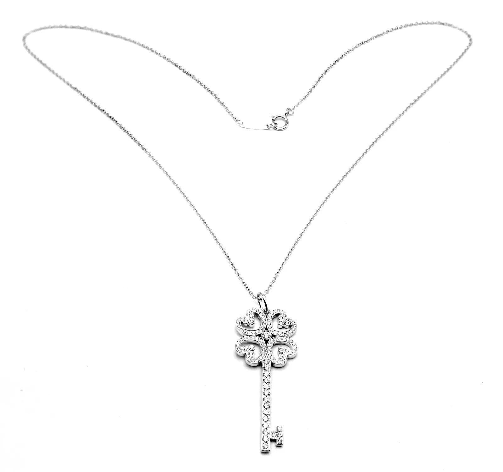 Tiffany & Co. 18k White Gold Enchant Quatra Heart Key Pendant Necklace Size ONE SIZE - 7 Thumbnail