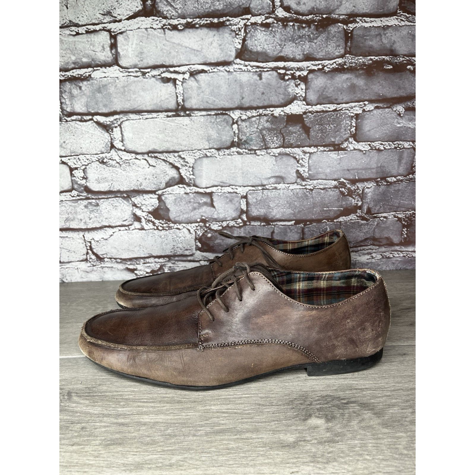 Bed Stu Bed Stu Distressed Brown Oiled Leather Lace Derby Oxfords Me Size US 10.5 / EU 43-44 - 4 Thumbnail