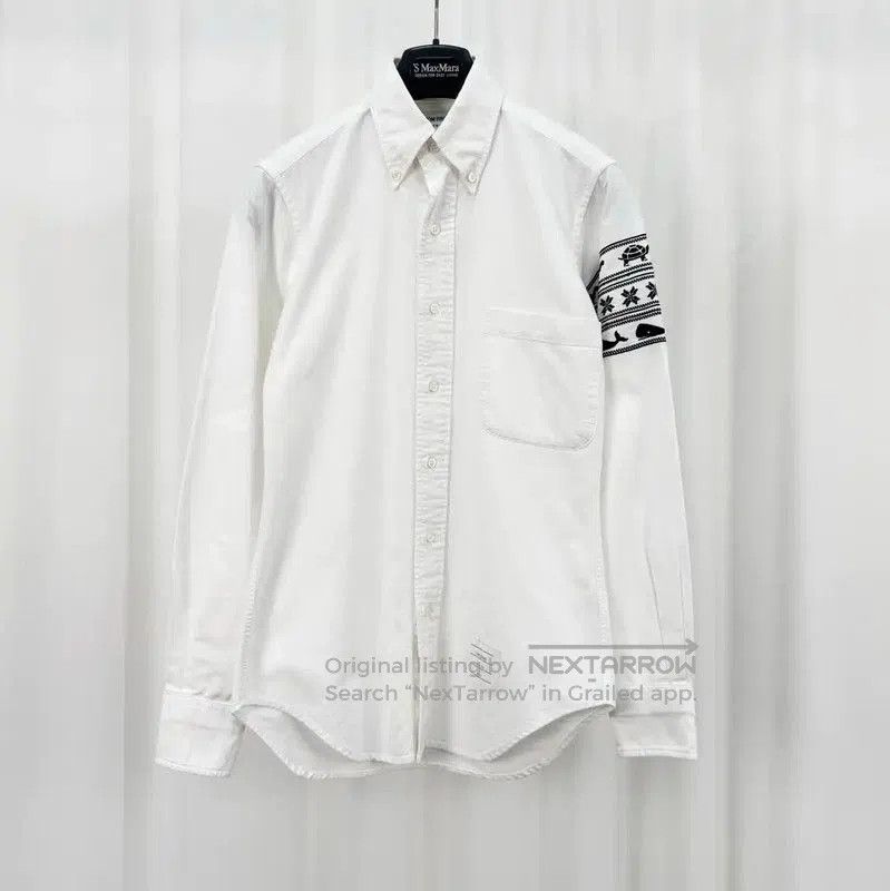 Thom Browne Thom Browne White Cotton Long Sleeve Shirt . Size M / US 6-8 / IT 42-44 - 1 Thumbnail