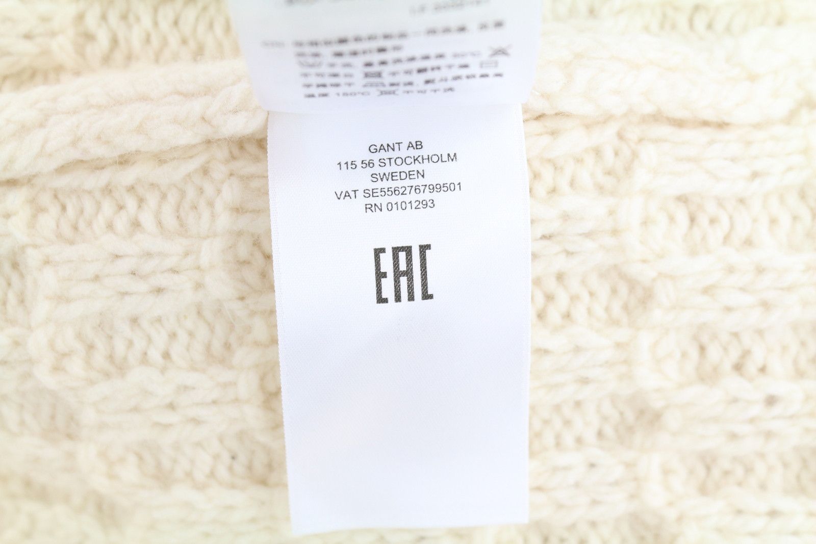 Gant CHUNKY TEXTURE TURTLENECK M Cream Wool Blend Jumper 87247 Size US M / EU 48-50 / 2 - 11 Thumbnail