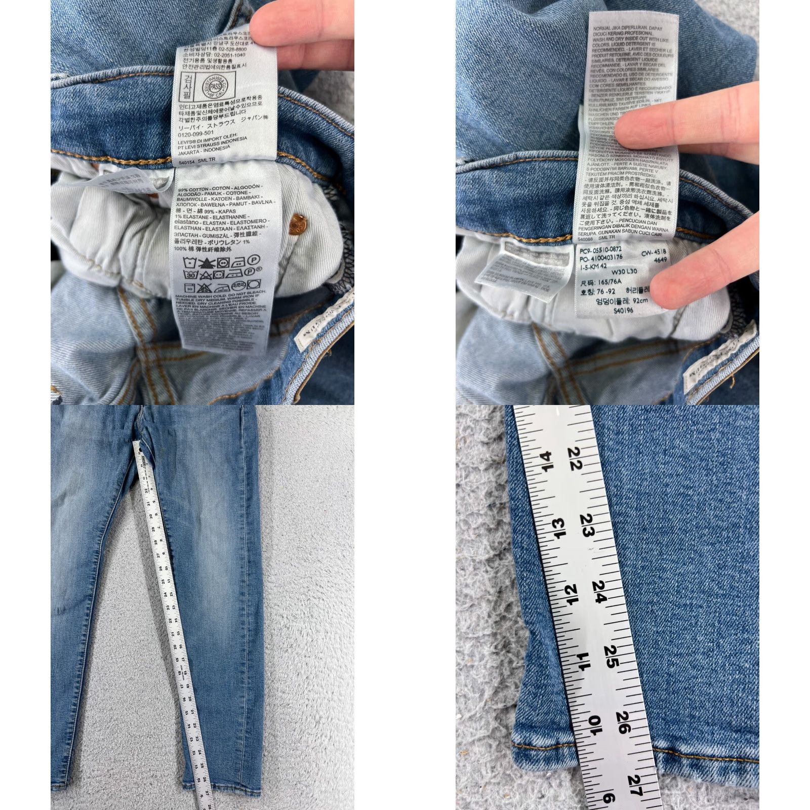 Levi's VINTAGE Levis Pants 510 Levi's 510 Jeans Slim Skinny 30 Adjustable 27x27 Blue Denim Light Wash 5-Pocket Mens Jeans Size US 30 / EU 46 - 8 Thumbnail