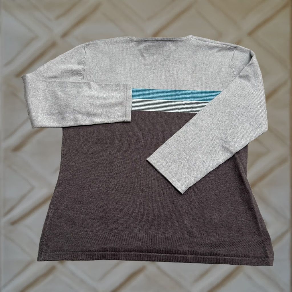 Vintage VINTAGE The Limited Silk Blend Pullover Sweater Womens Large Striped Crew Knit All Seasons Size L / US 10 / IT 46 - 1 Thumbnail