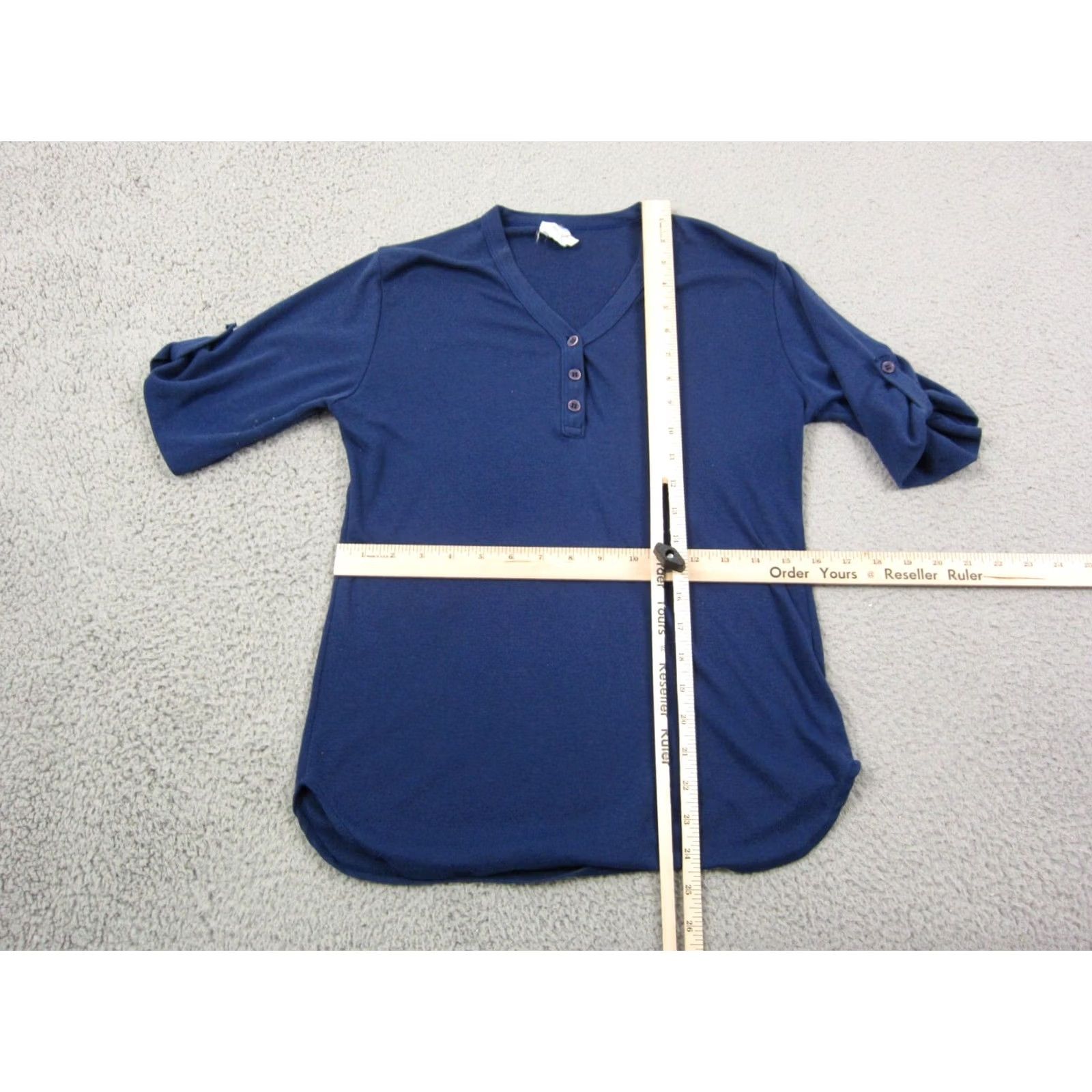 Vintage Astorone Shirt Womens M Blue T-Shirt V-Neck Roll Tab Sleeve Vintage 3/4 Sleeve Casual Basic Classic Preppy Size M / US 6-8 / IT 42-44 - 7 Thumbnail