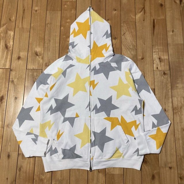 Bape BAPE Black White Bapesta Star pattern Relax Full Zip Hoodie