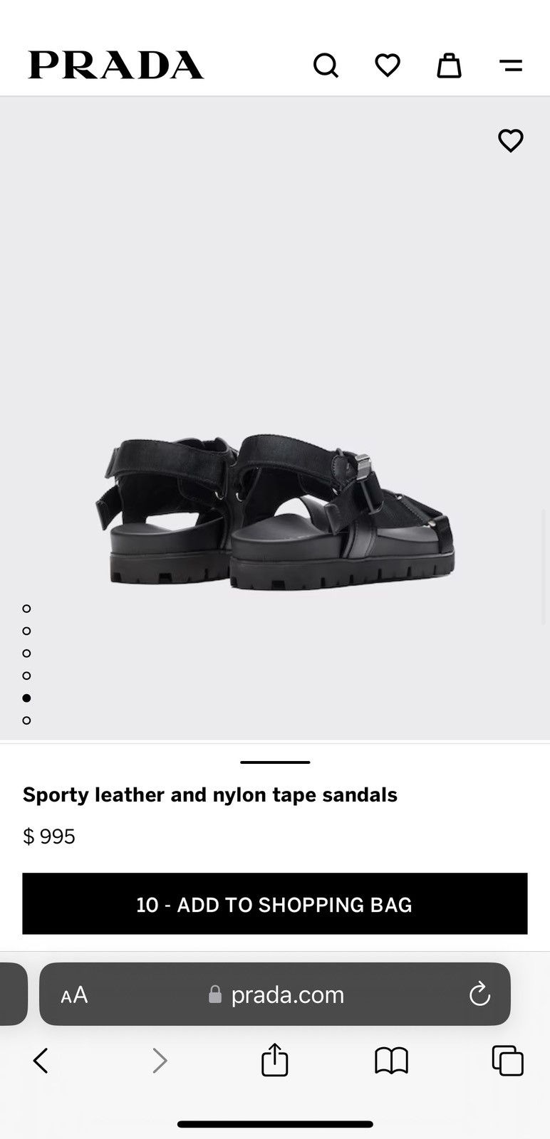 Prada Prada Black leather Strap silver Buckle Nylon Tape Sandals Size US 10 / EU 43 - 12 Thumbnail