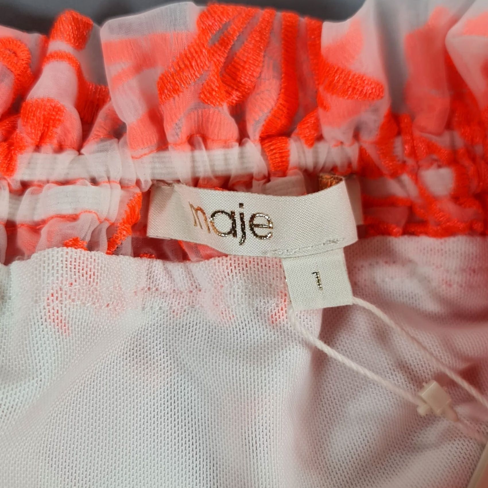 Maje VINTAGE? No — Maje Mini Skirt XS Orange Floral Pleated Elastic Waist Short Women Skirt Size 26" / US 2 / IT 38 - 3 Thumbnail