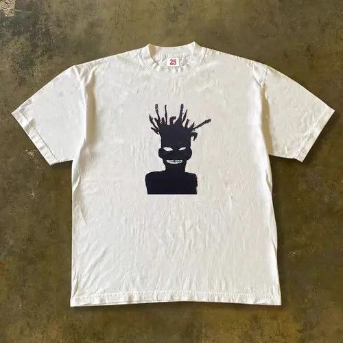 VIBE White street washed retro trend boy print t-shirt Size US L / EU 52-54 / 3 - 7 Thumbnail