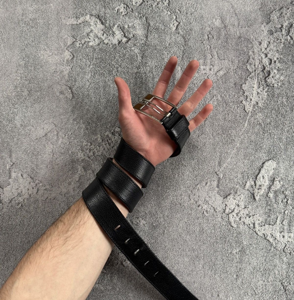 Versace black Avantgarde leather belt old money classic