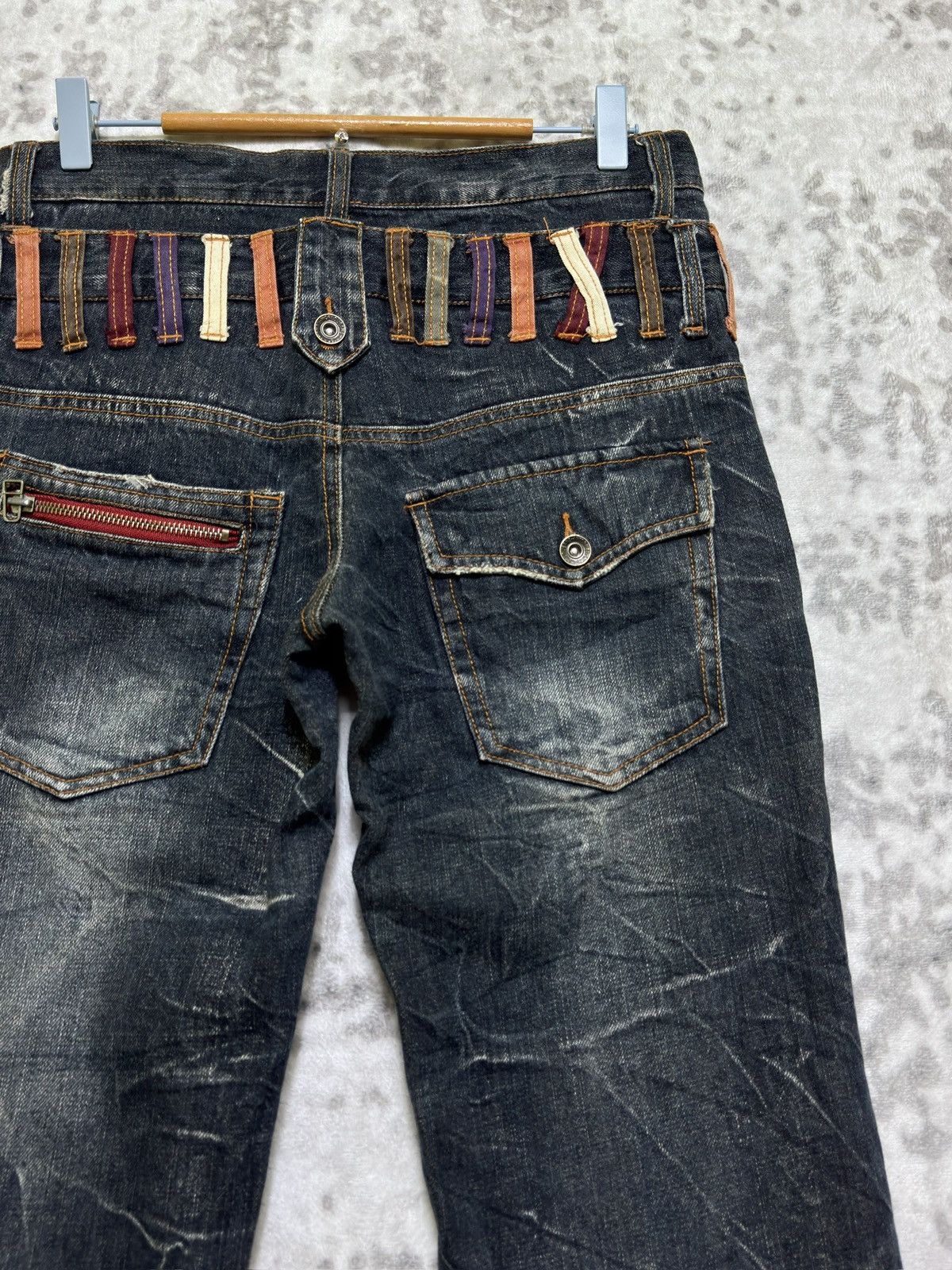 Japanese Brand Nylaus Clothing Y2K Double Waist Acid Wash Whiskered Jeans Size US 30 / EU 46 - 10 Thumbnail