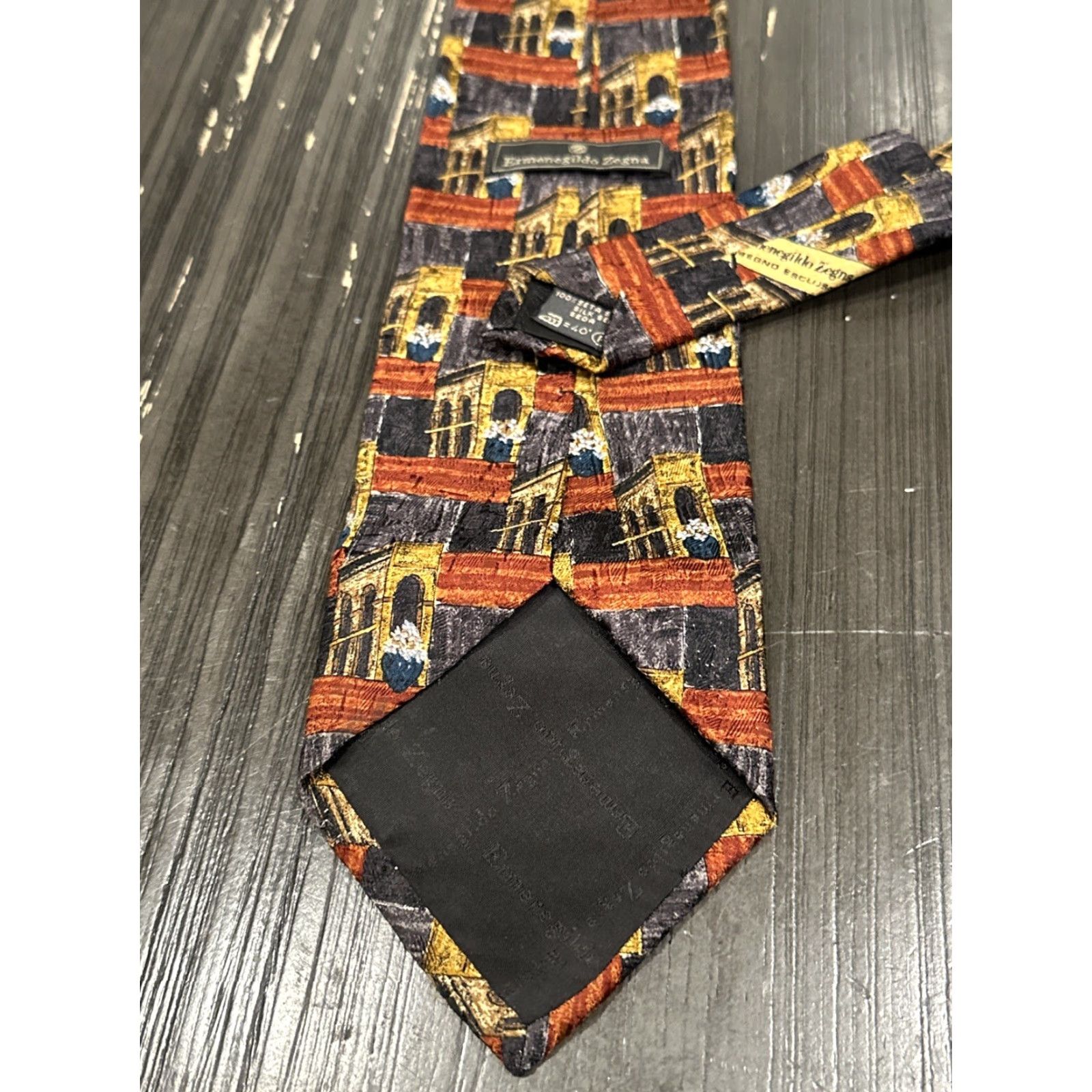 Ermenegildo Zegna ERMINOGLIDO ZEGNA Men's Silk Tie Geometric Pattern Multicolor Classic Italy One Size Size ONE SIZE - 4 Thumbnail