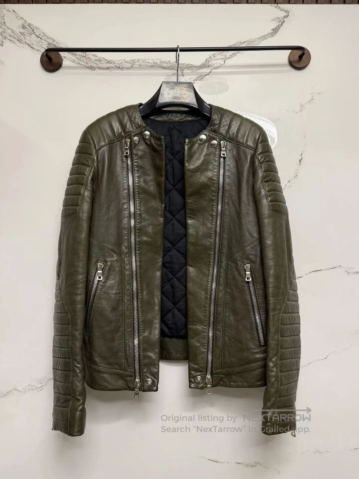 Balmain balmain military green leather biker jacket. Size US S / EU 44-46 / 1 - 1 Thumbnail