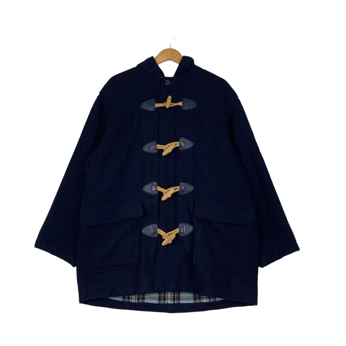 POSH BOY Checked Lined Wool Hooded Duffle Coat #1123-C51