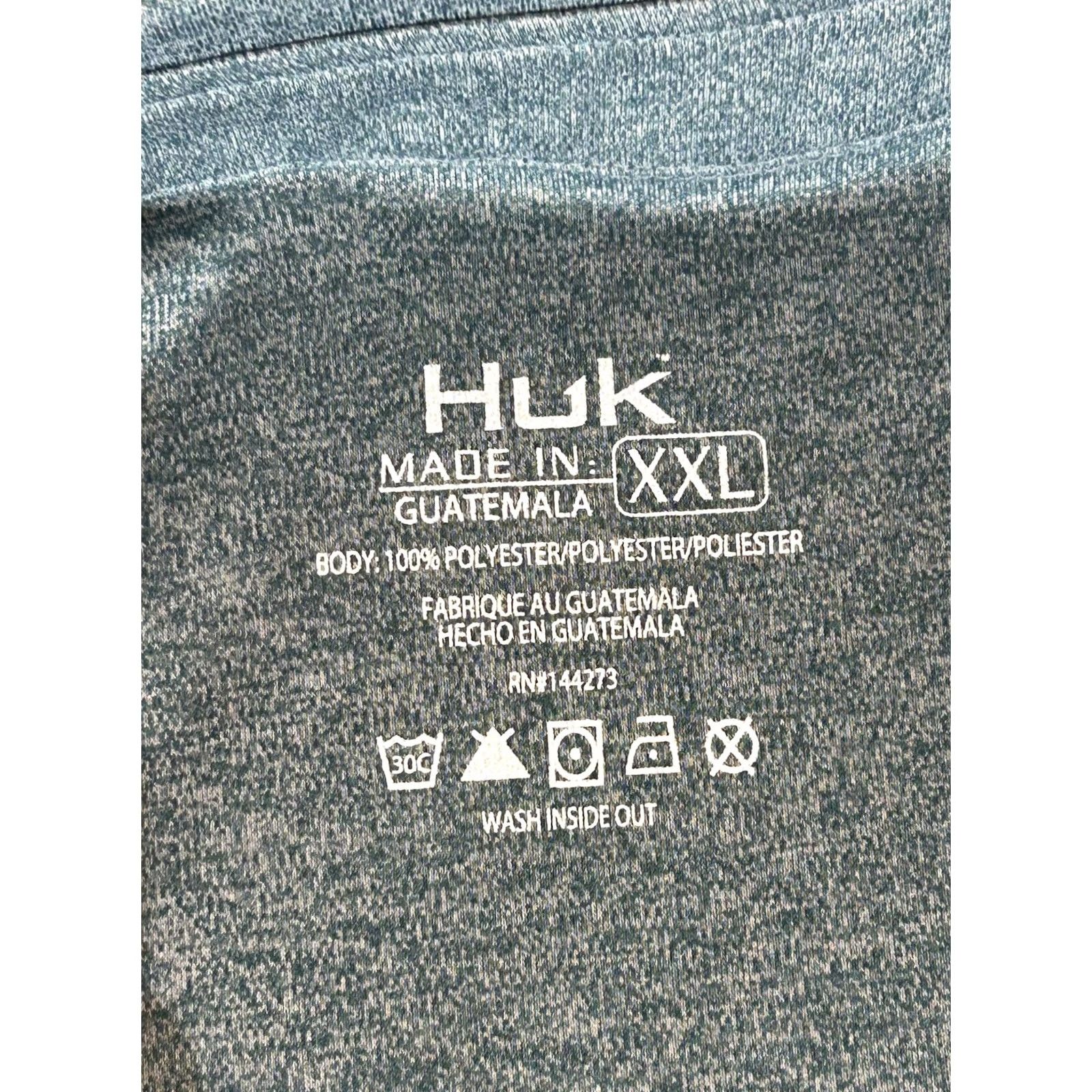 Vintage Huk Polo Shirt Men 2XL Green Heather Performance Fishing Golf Stretch Casual XXL Polo Shirt Mens Green Heather 90s? Size US XXL / EU 58 / 5 - 7 Thumbnail