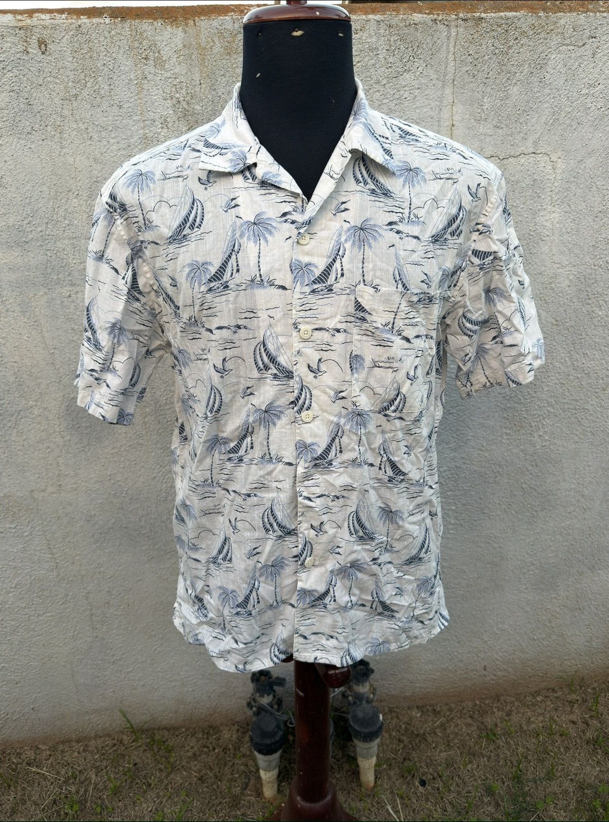 Reyn Spooner PreOwned Reyn Spooner X Uniqlo White/Blue Hawaiian Men's M Size US M / EU 48-50 / 2 - 1 Thumbnail