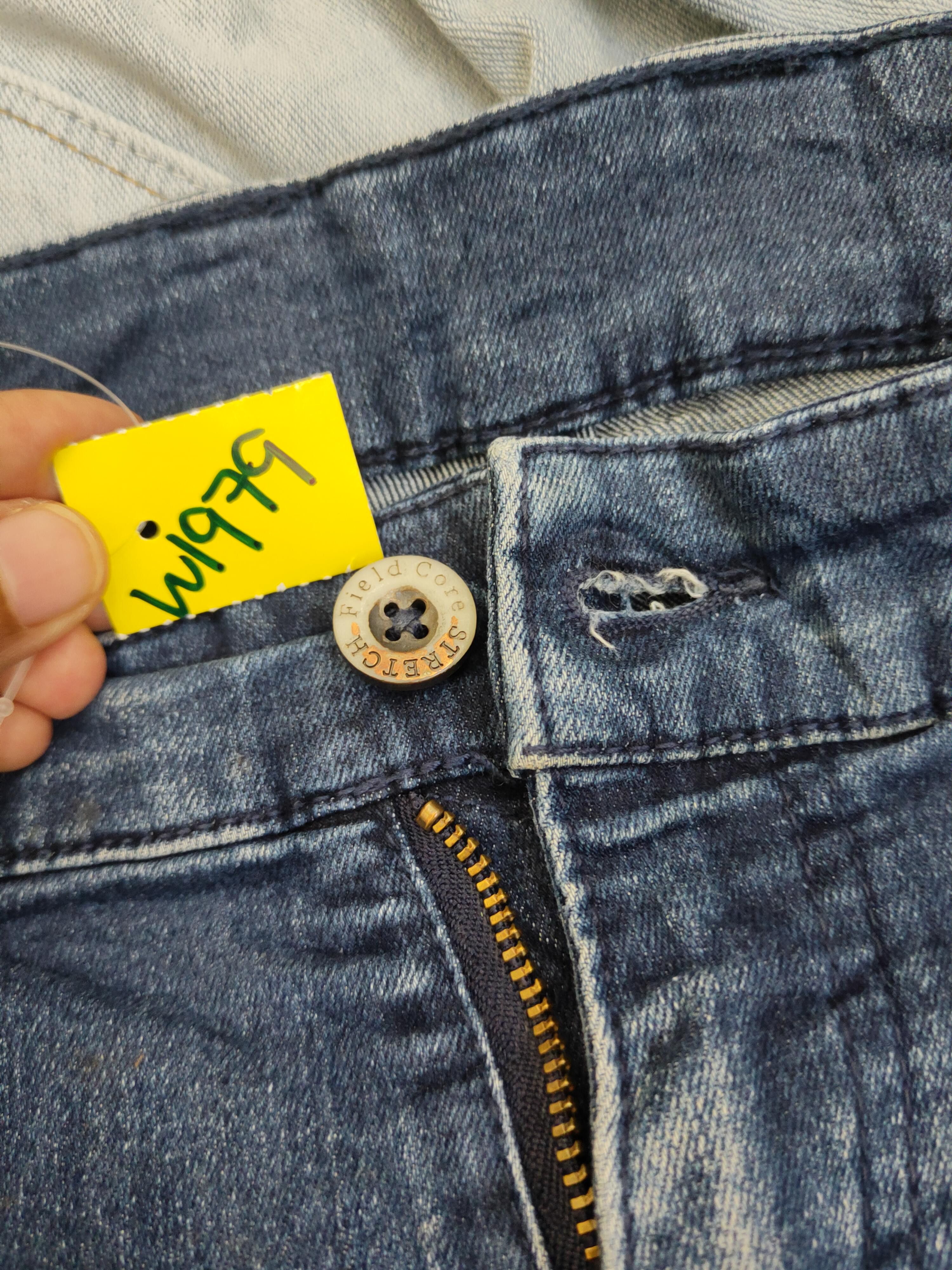 Japanese Brand FieldCore Dark Blue Distressed Ripped Jeans #W1979 Size US 39 - 16 Thumbnail