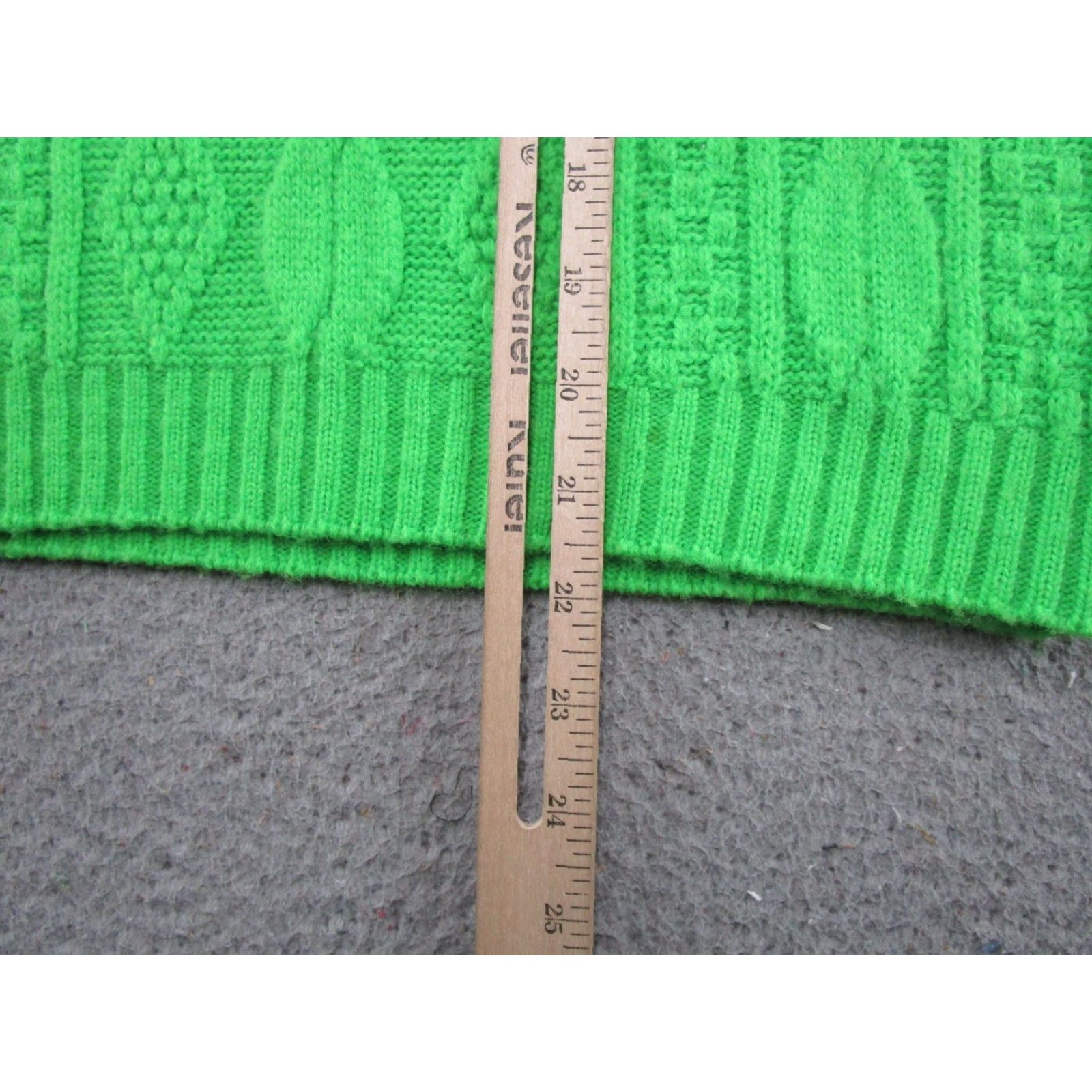 Etro VINTAGE DuPont Green Cable Knit Sweater Chest Size 34 Retro Womens Pullover Mock Neck Long Sleeve Fall Winter 70s Size S / US 4 / IT 40 - 5 Thumbnail
