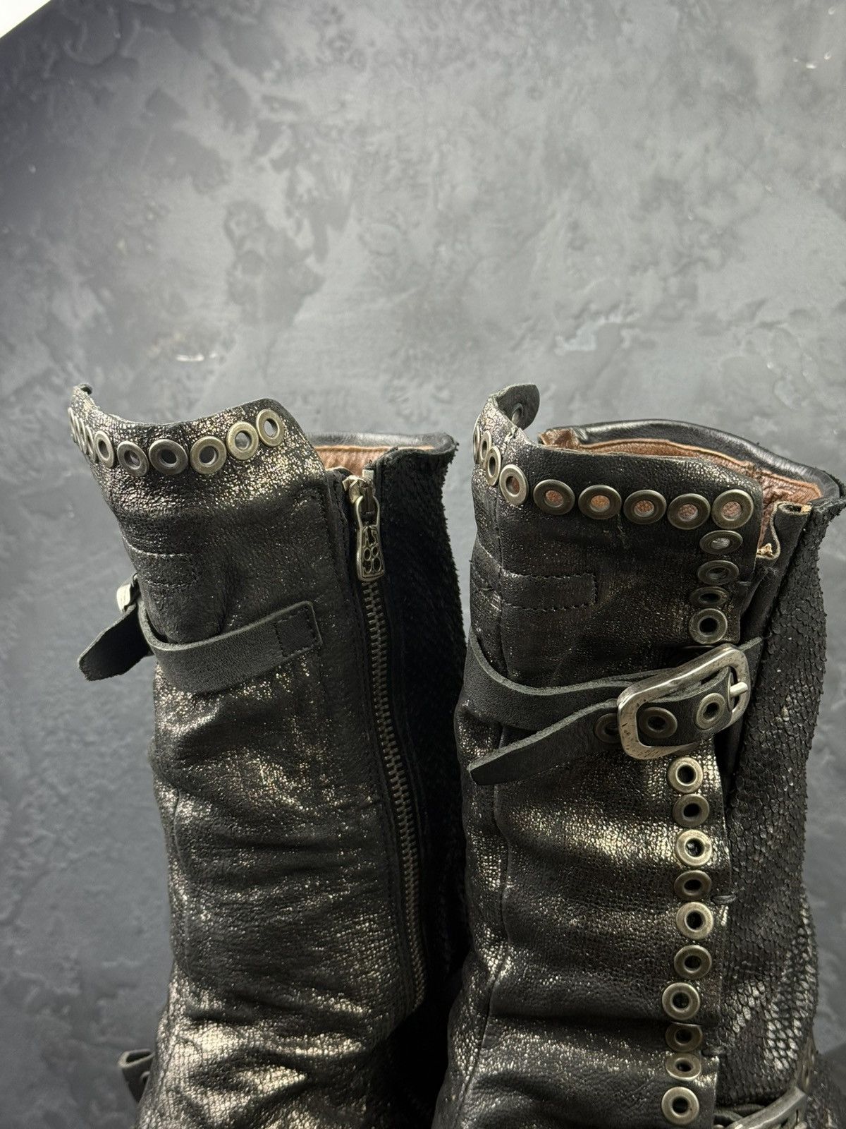 A.S.98 S.98 Saint EC Buckle Leather Boots Distressed Biker Combat Size US 10 / IT 40 - 8 Thumbnail