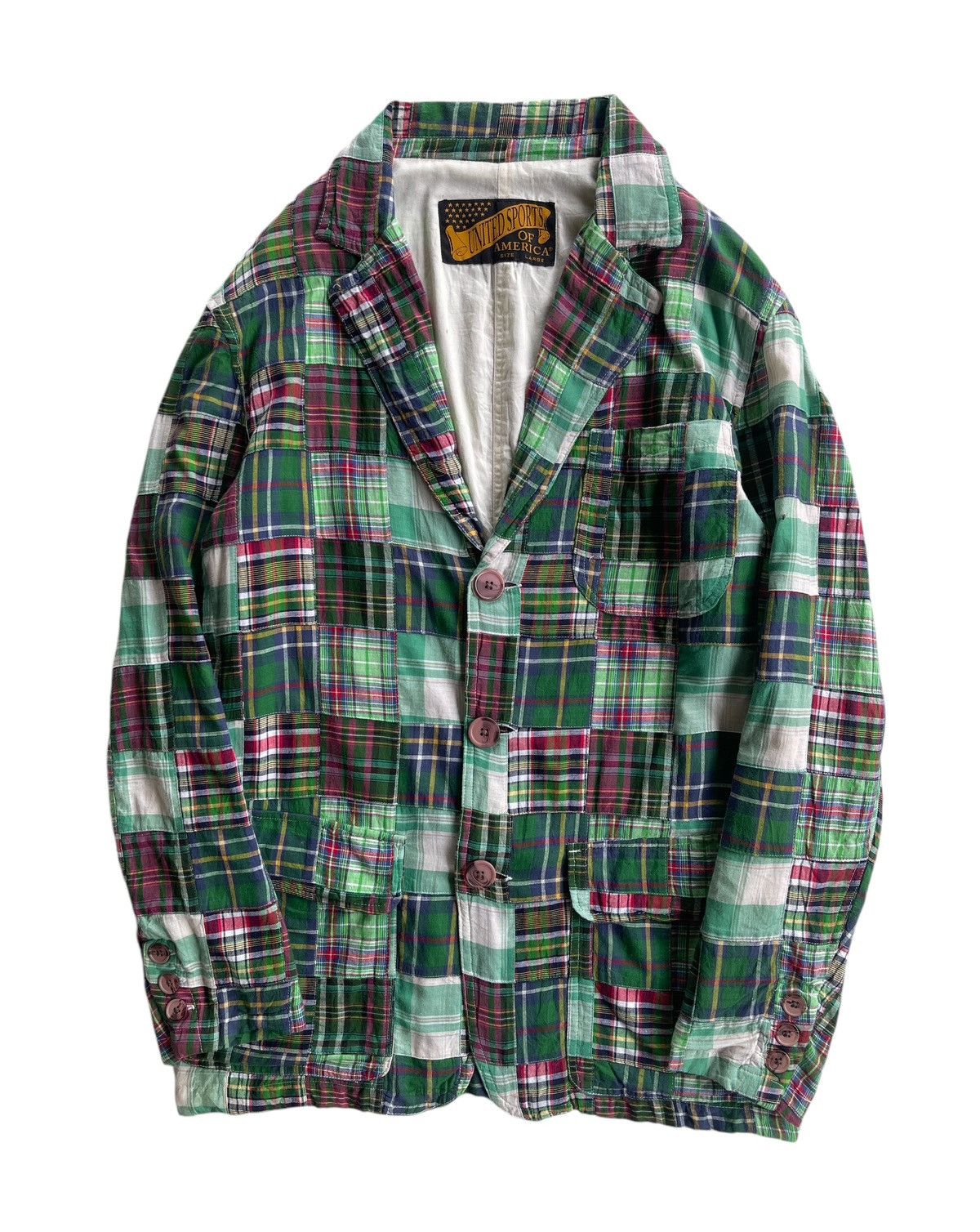 Japanese Brand Multicolor Green Tartan Patchwork Jacket coat Size US M / EU 48-50 / 2 - 1 Thumbnail