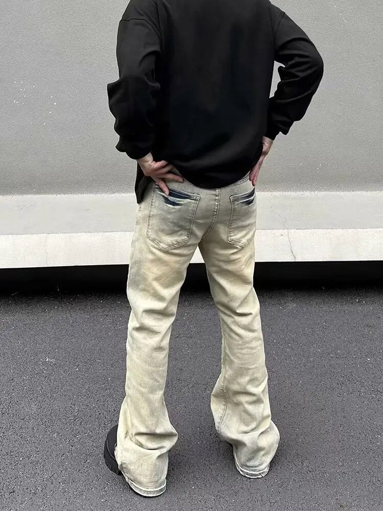 Designer Y2K Zipper Camouflage Spliced Slim Flare Jeans Size US 35 - 4 Thumbnail