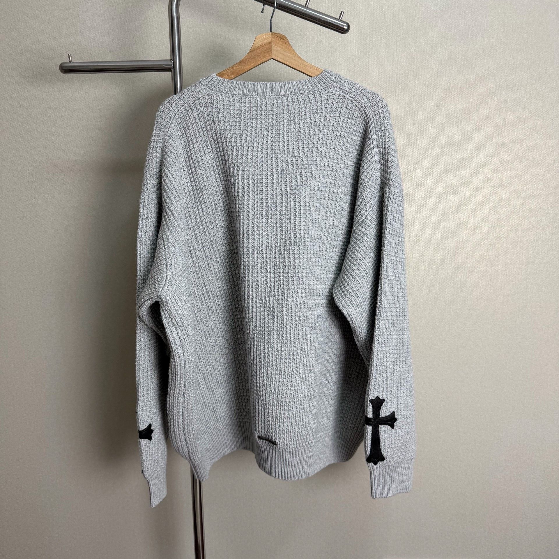 Chrome Hearts Chrome Hearts Gray Cashmere Leather Cross Patch Hoodie Size US L / EU 52-54 / 3 - 2 Thumbnail